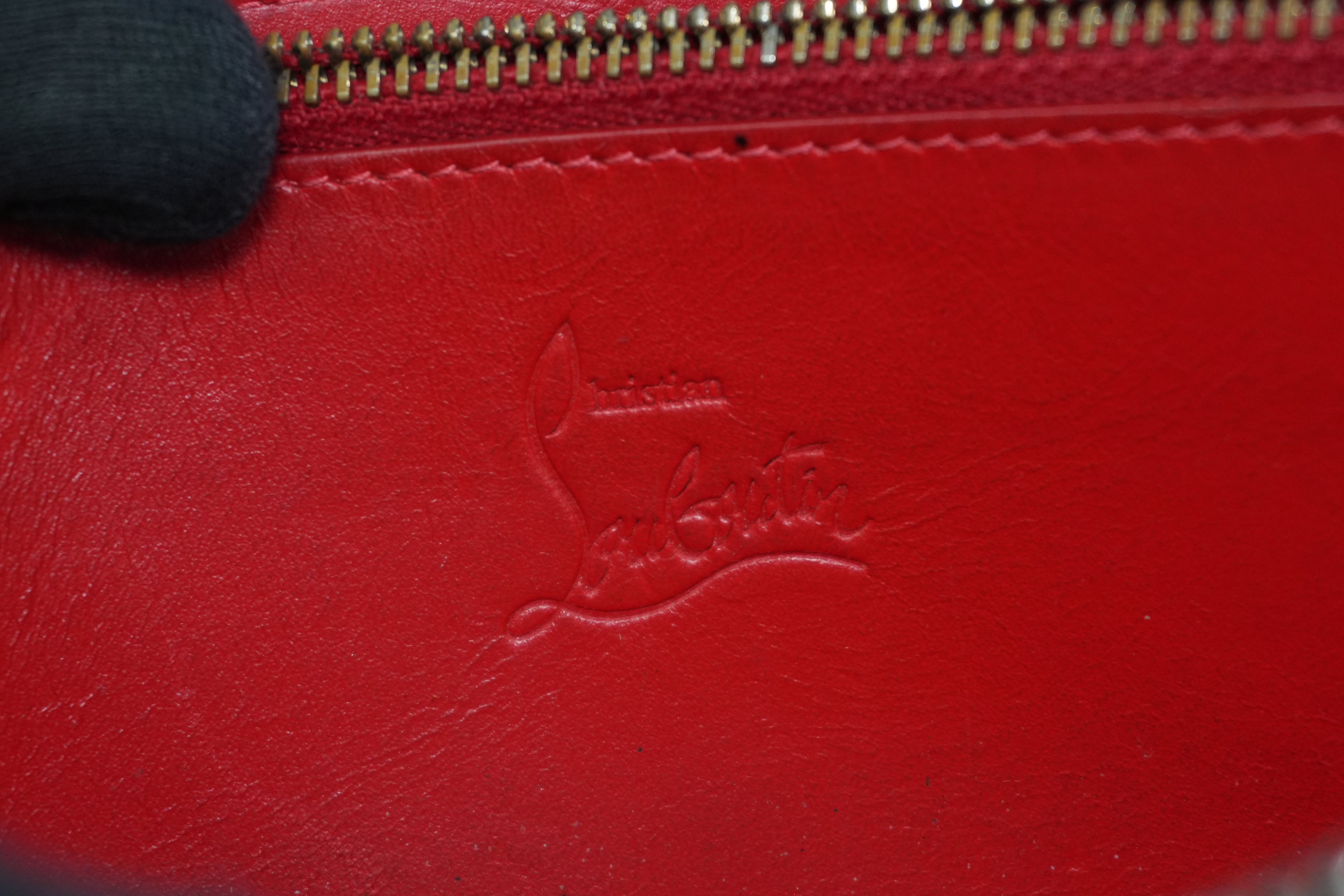 Christian Louboutin Leather Studded Long Wallet Black Used