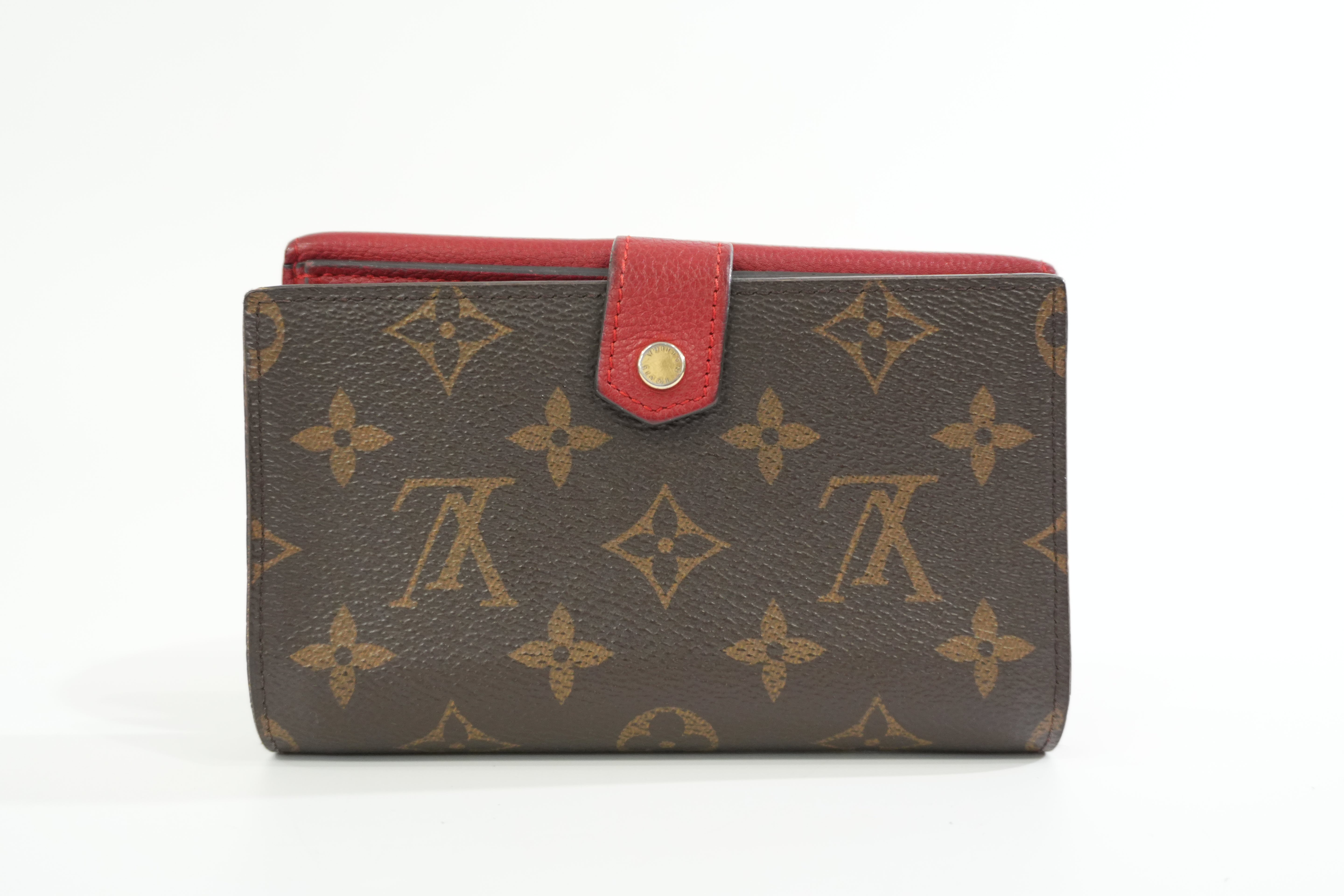 Louis Vuitton Monogram Pallas Compact Wallet Red Used