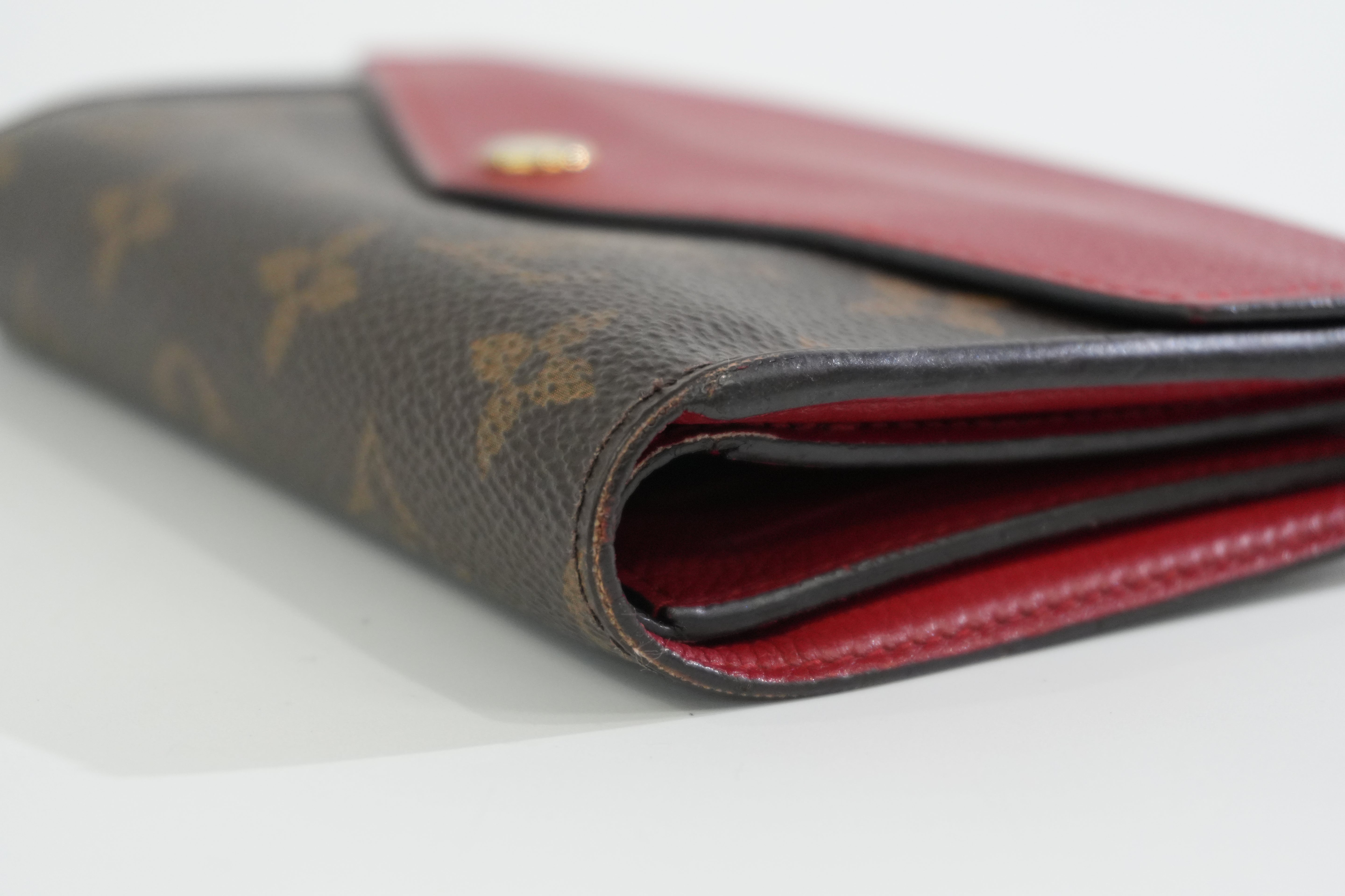 Louis Vuitton Monogram Pallas Compact Wallet Red Used