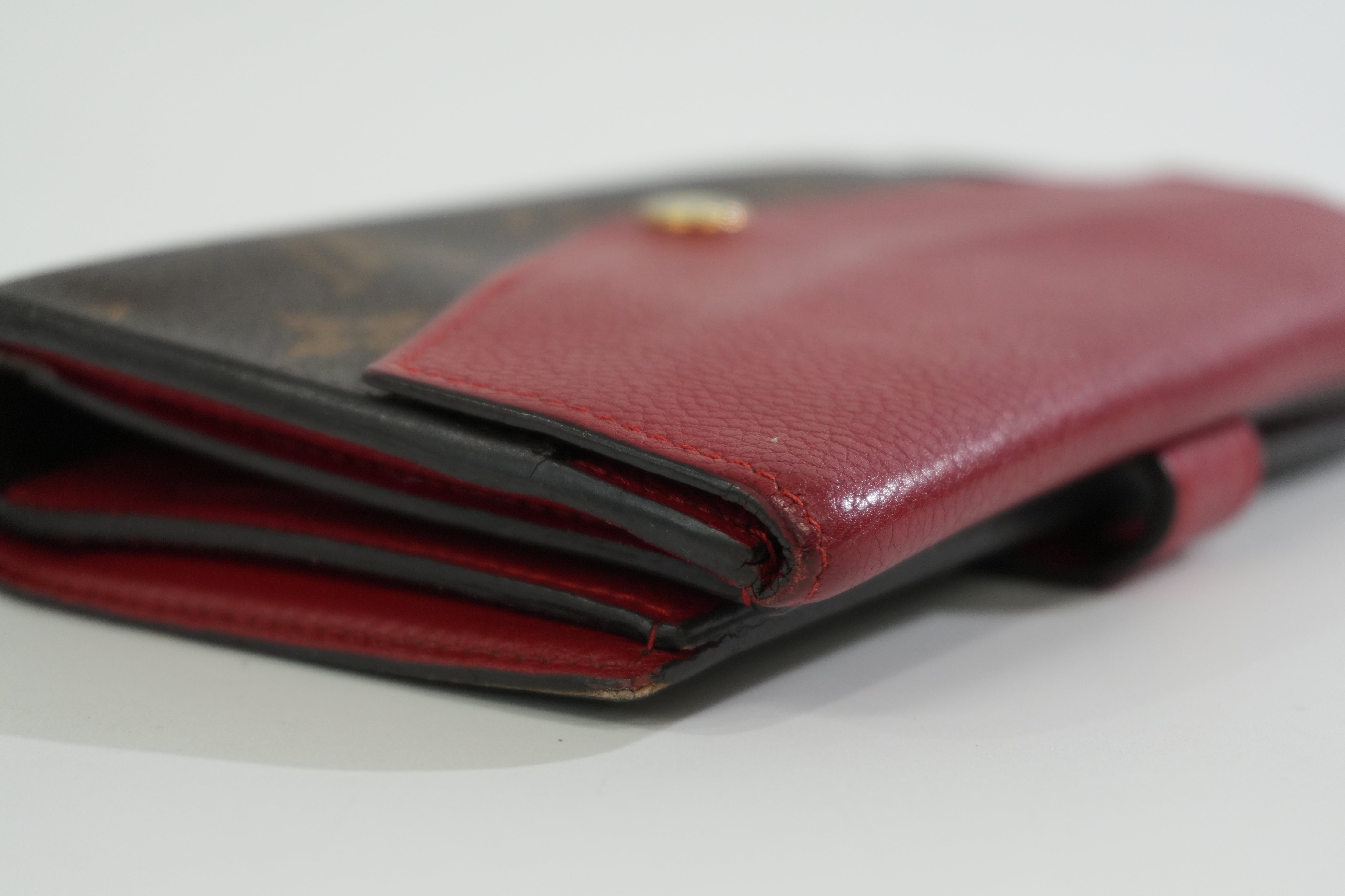 Louis Vuitton Monogram Pallas Compact Wallet Red Used