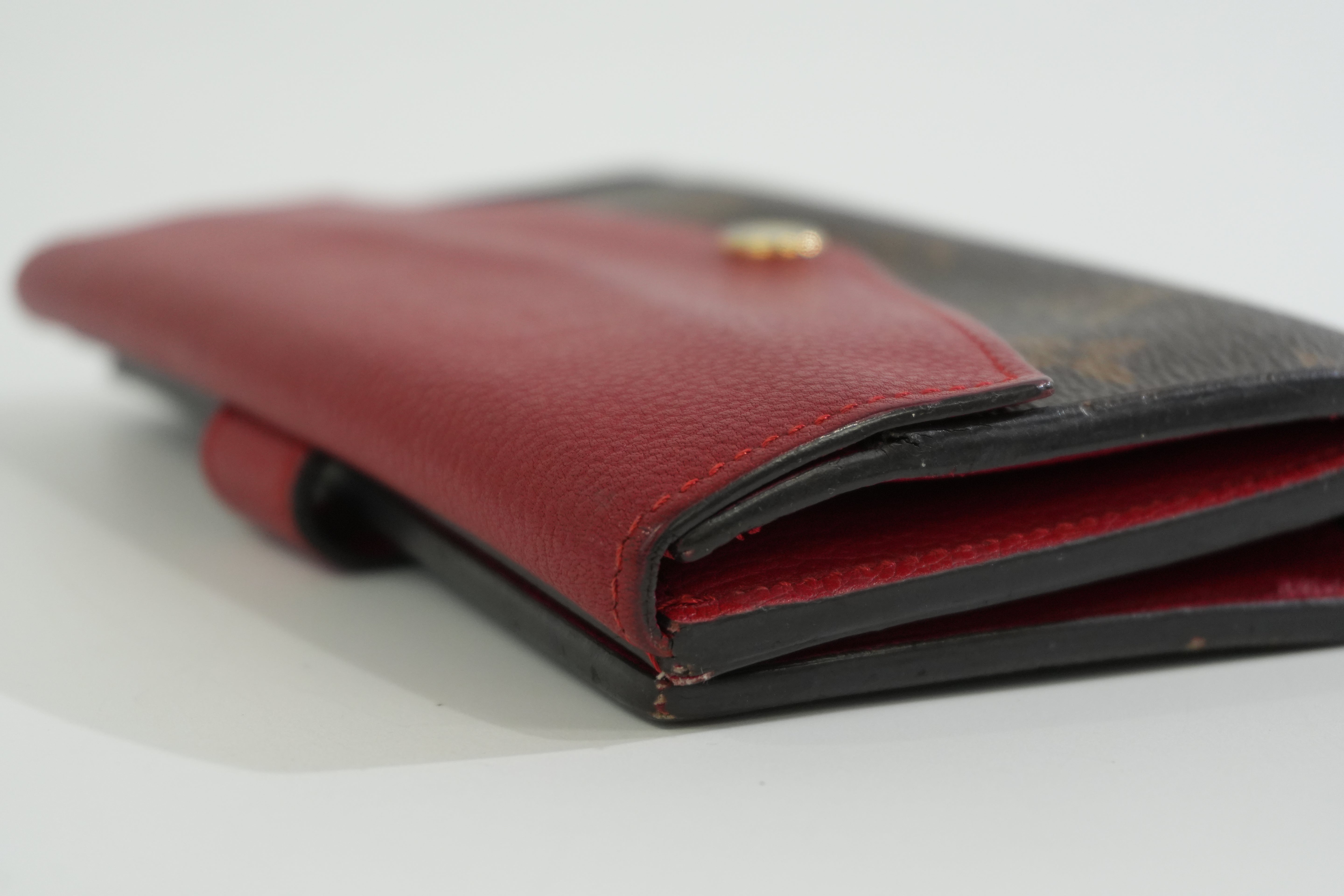 Louis Vuitton Monogram Pallas Compact Wallet Red Used