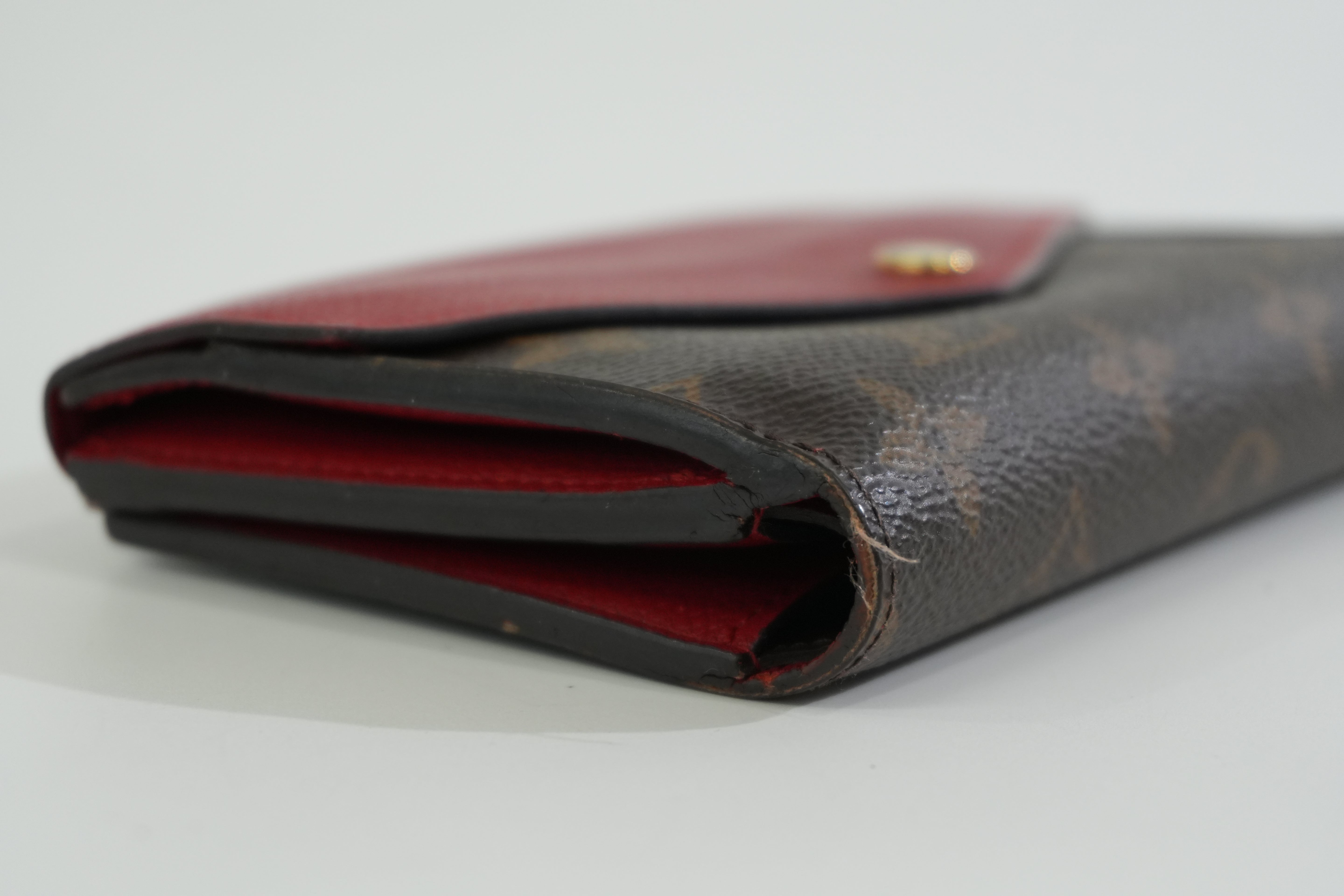 Louis Vuitton Monogram Pallas Compact Wallet Red Used