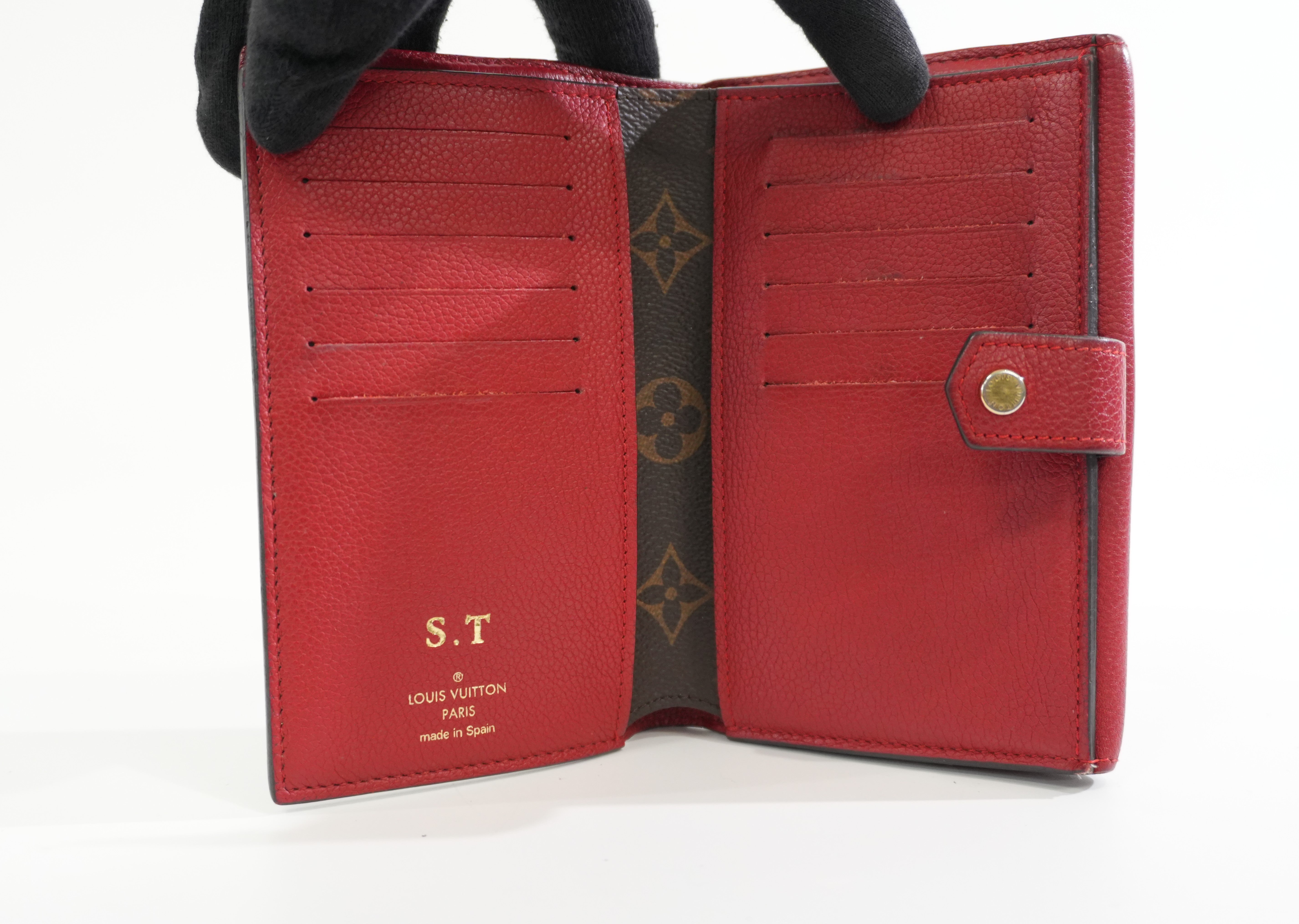 Louis Vuitton Monogram Pallas Compact Wallet Red Used