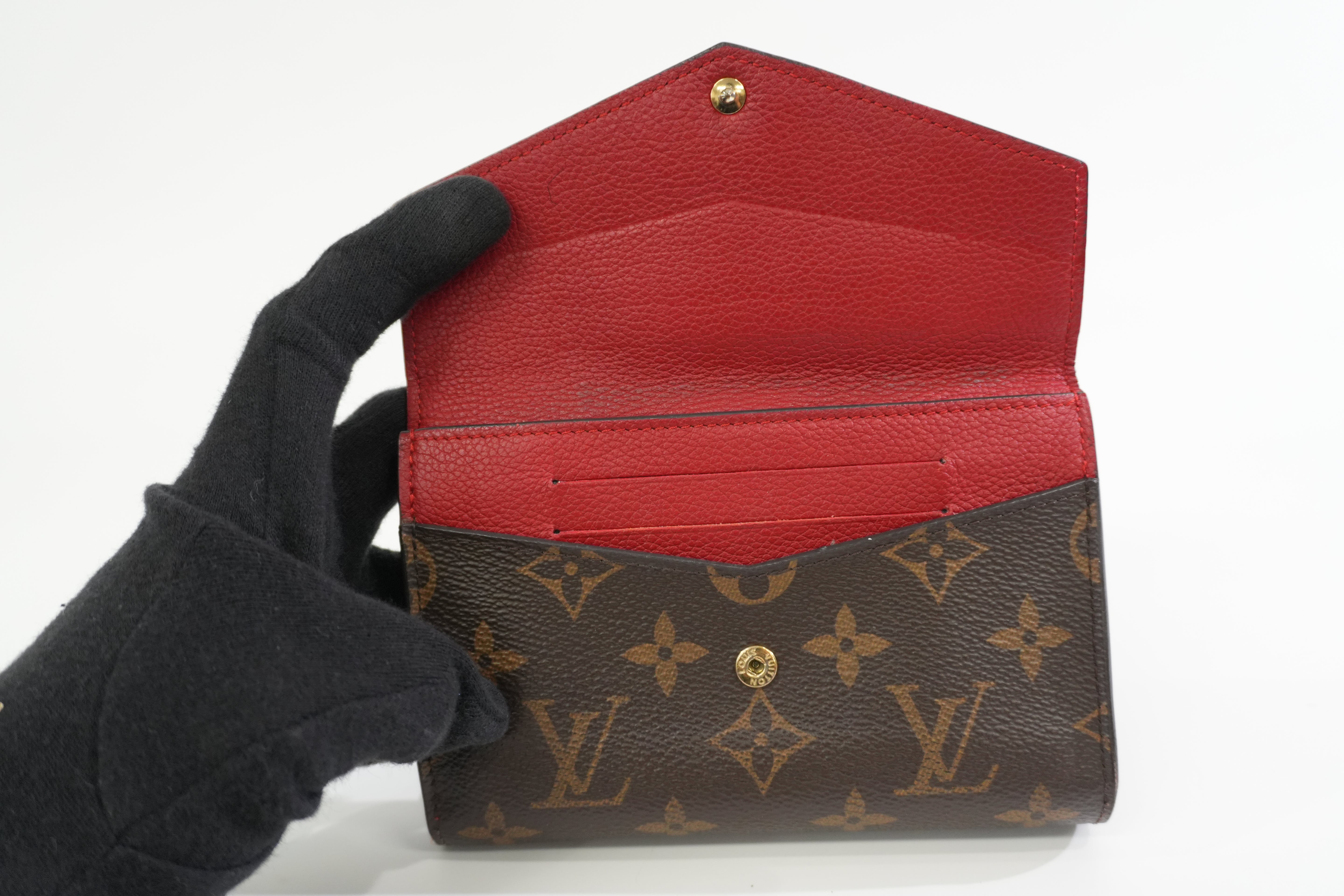 Louis Vuitton Monogram Pallas Compact Wallet Red Used