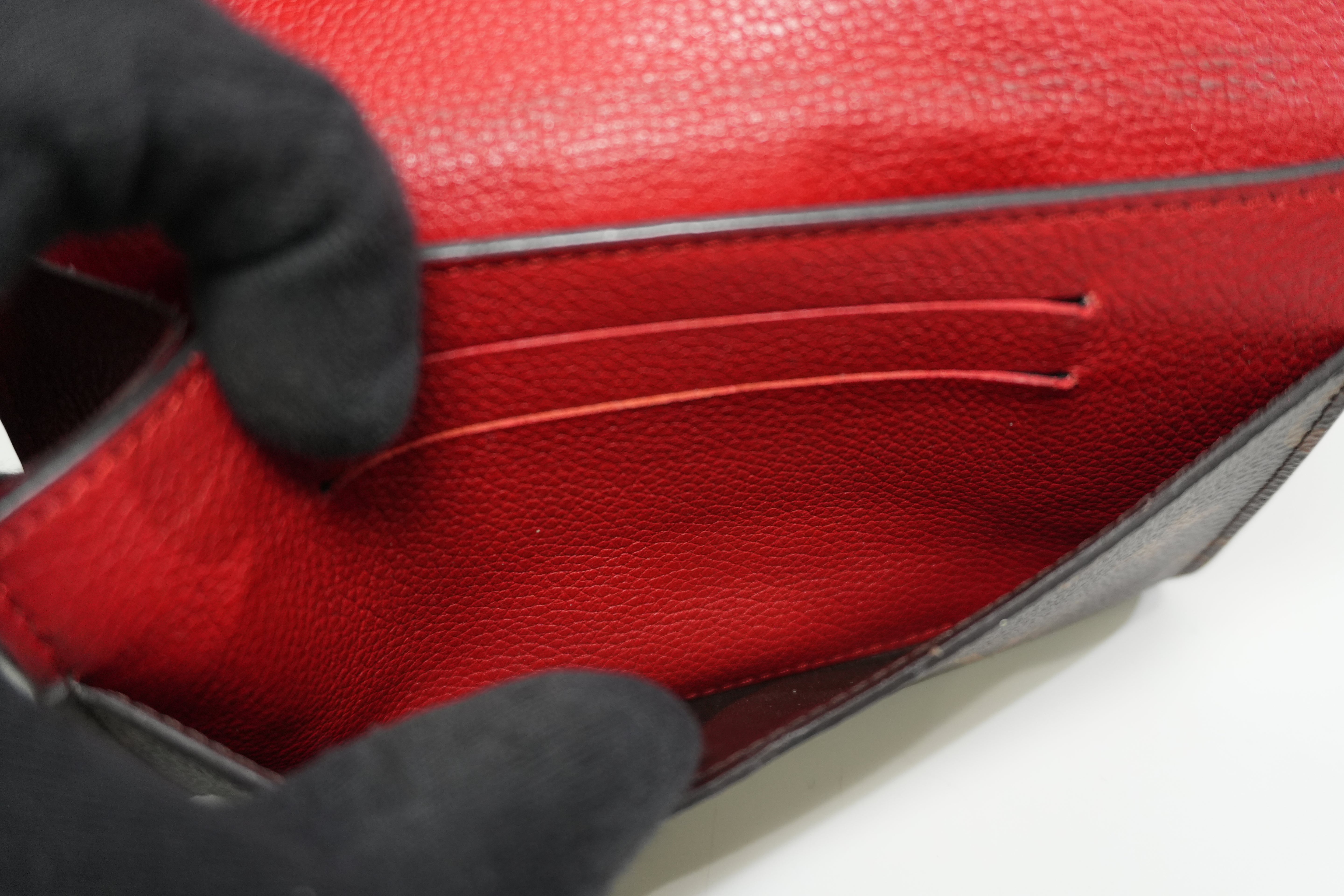 Louis Vuitton Monogram Pallas Compact Wallet Red Used
