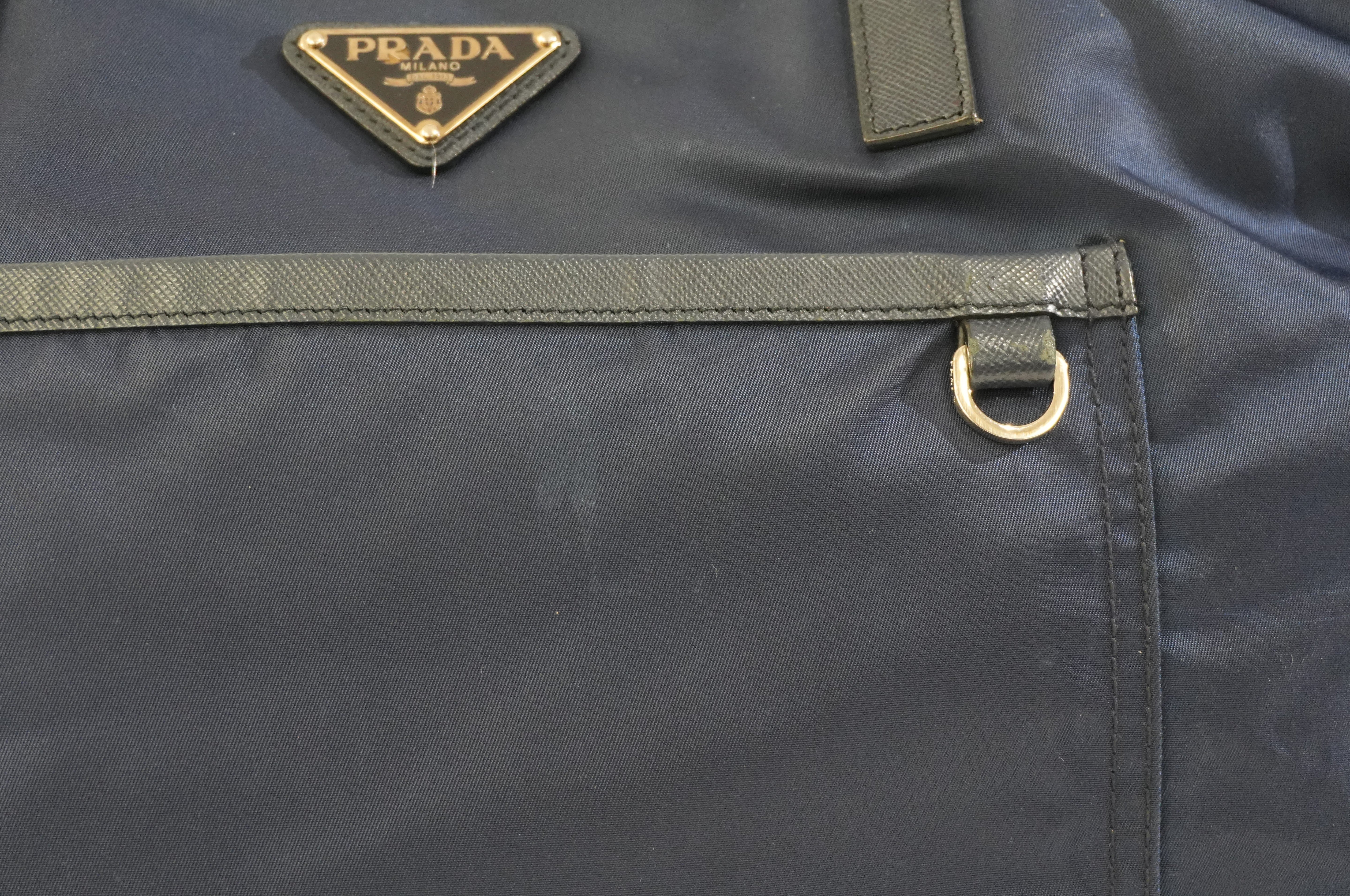 Pre-owned Prada Nylon Tote Bag Navy Blue