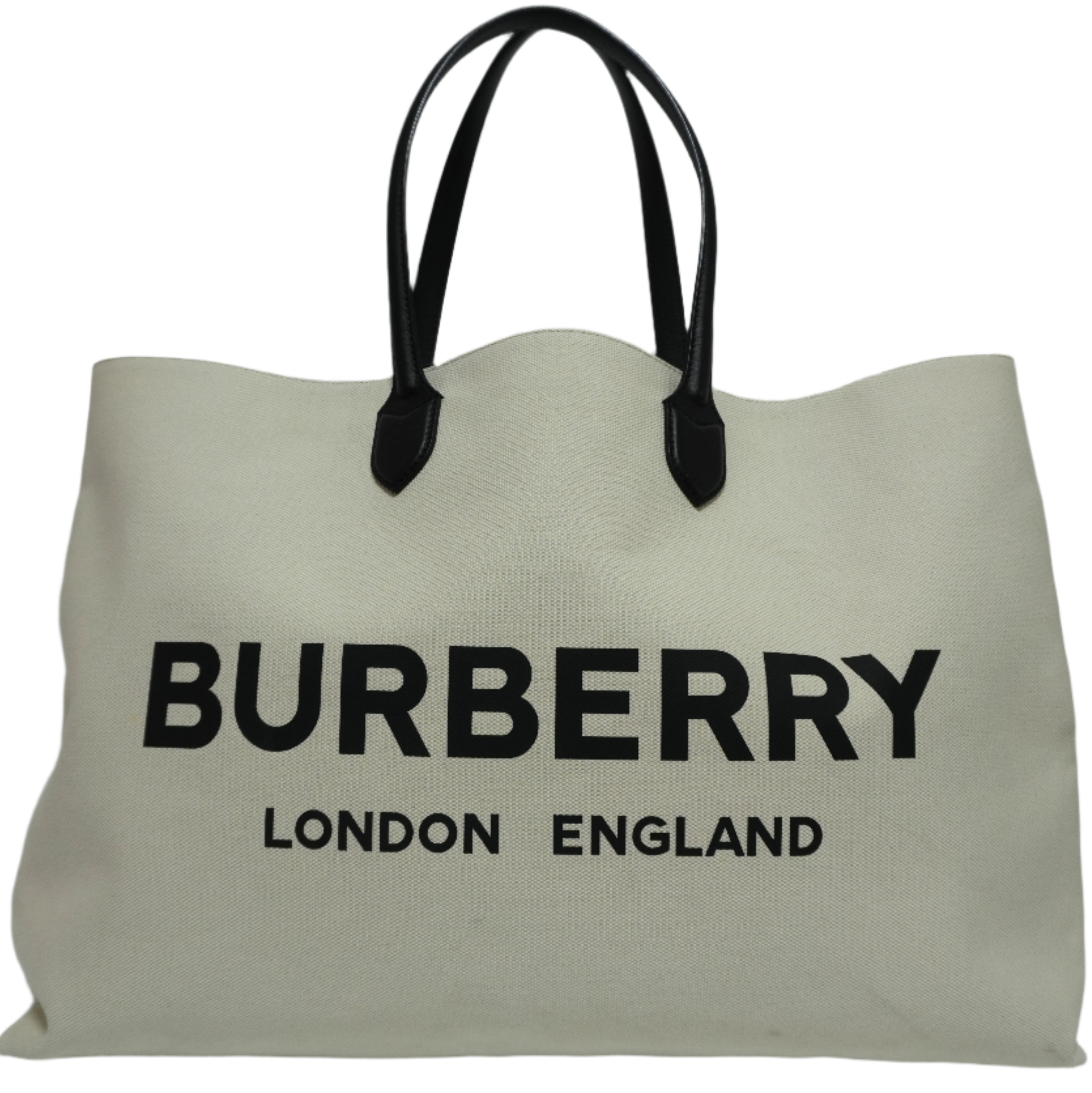 Burberry Canvas Big Tote Bag White Used