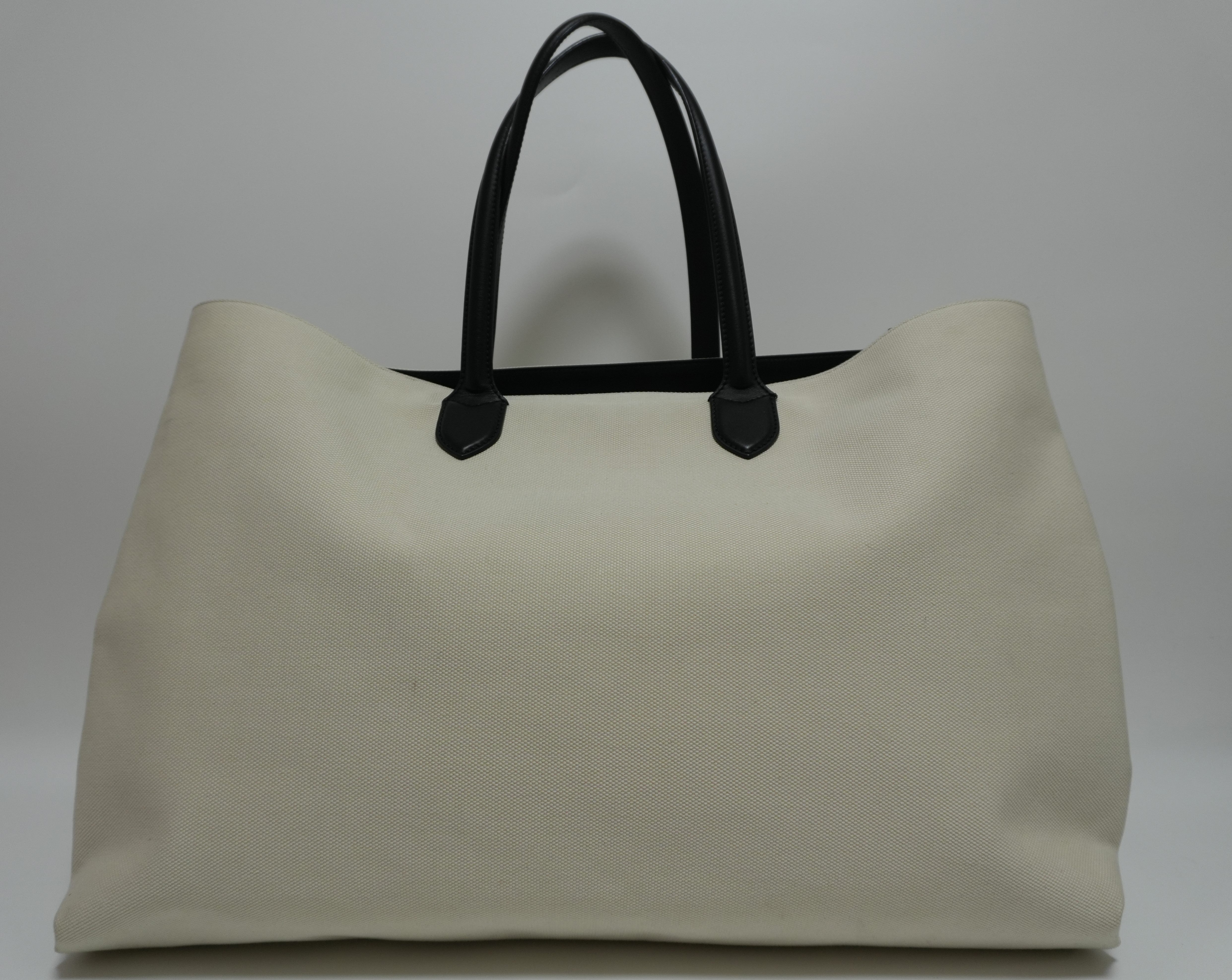 Burberry Canvas Big Tote Bag White Used