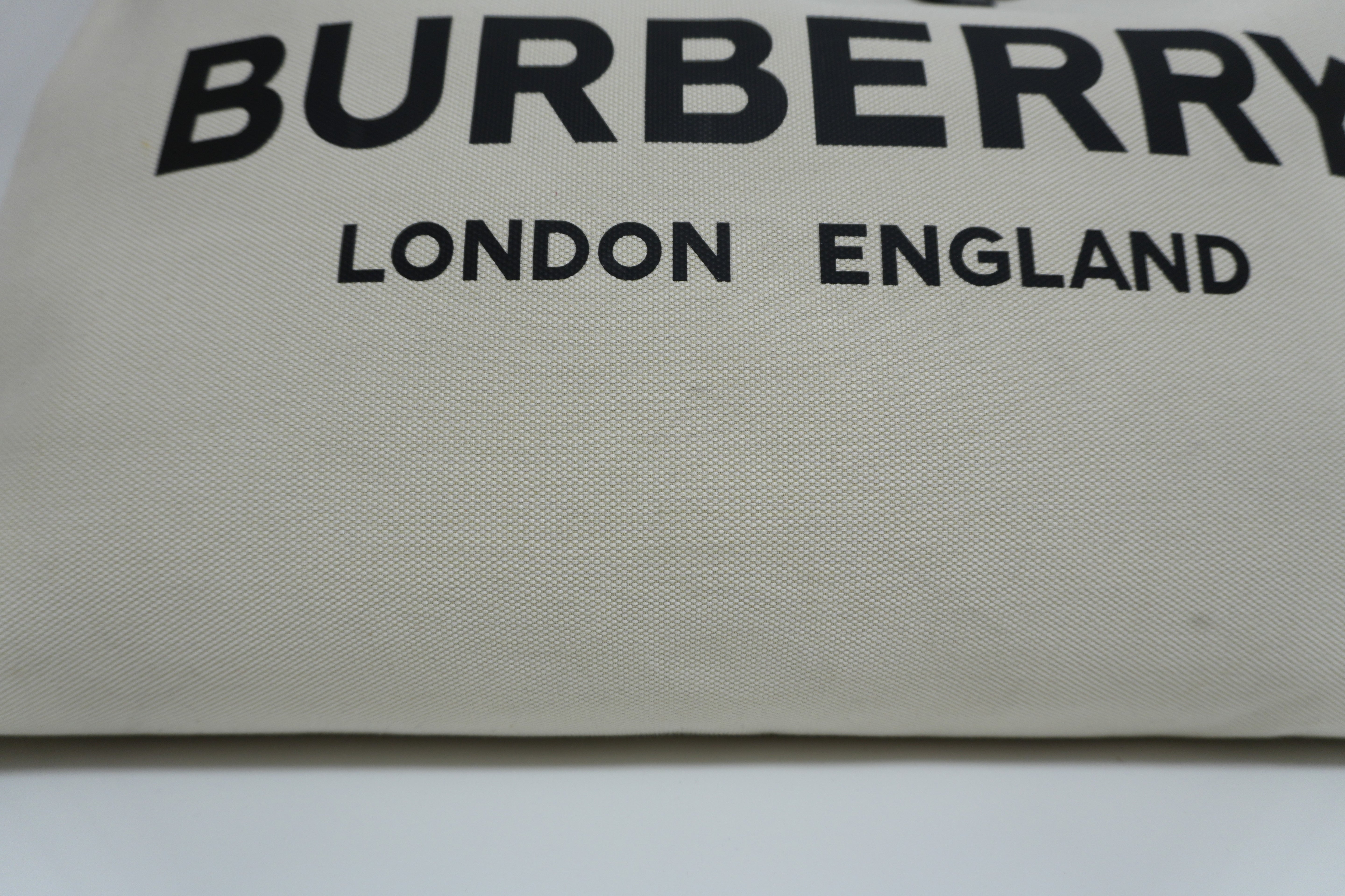 Borsa tote grande in tela Burberry bianca usata