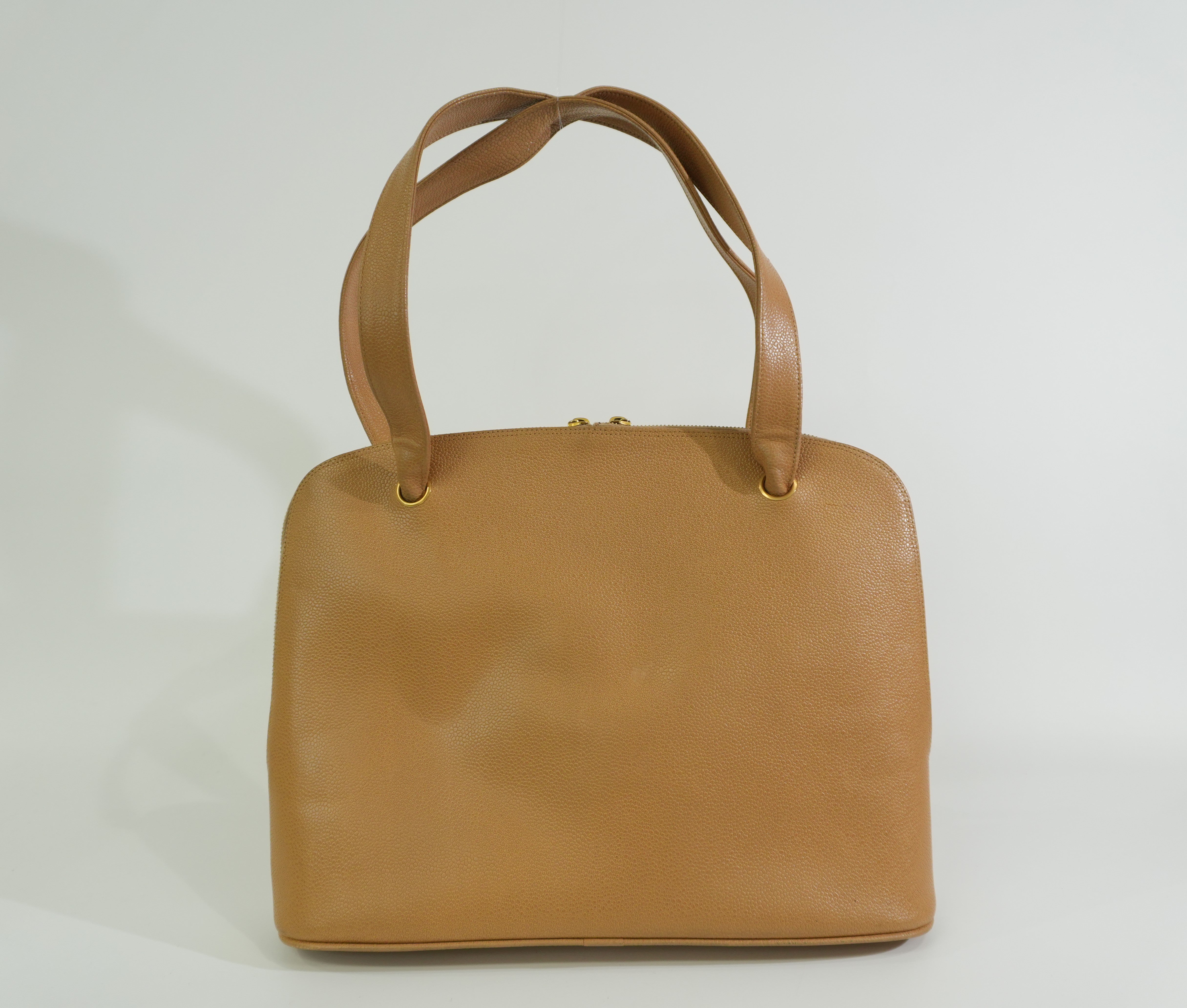 Pre-owned Chanel Caviar Skin Leather Ball Tote Bag Beige