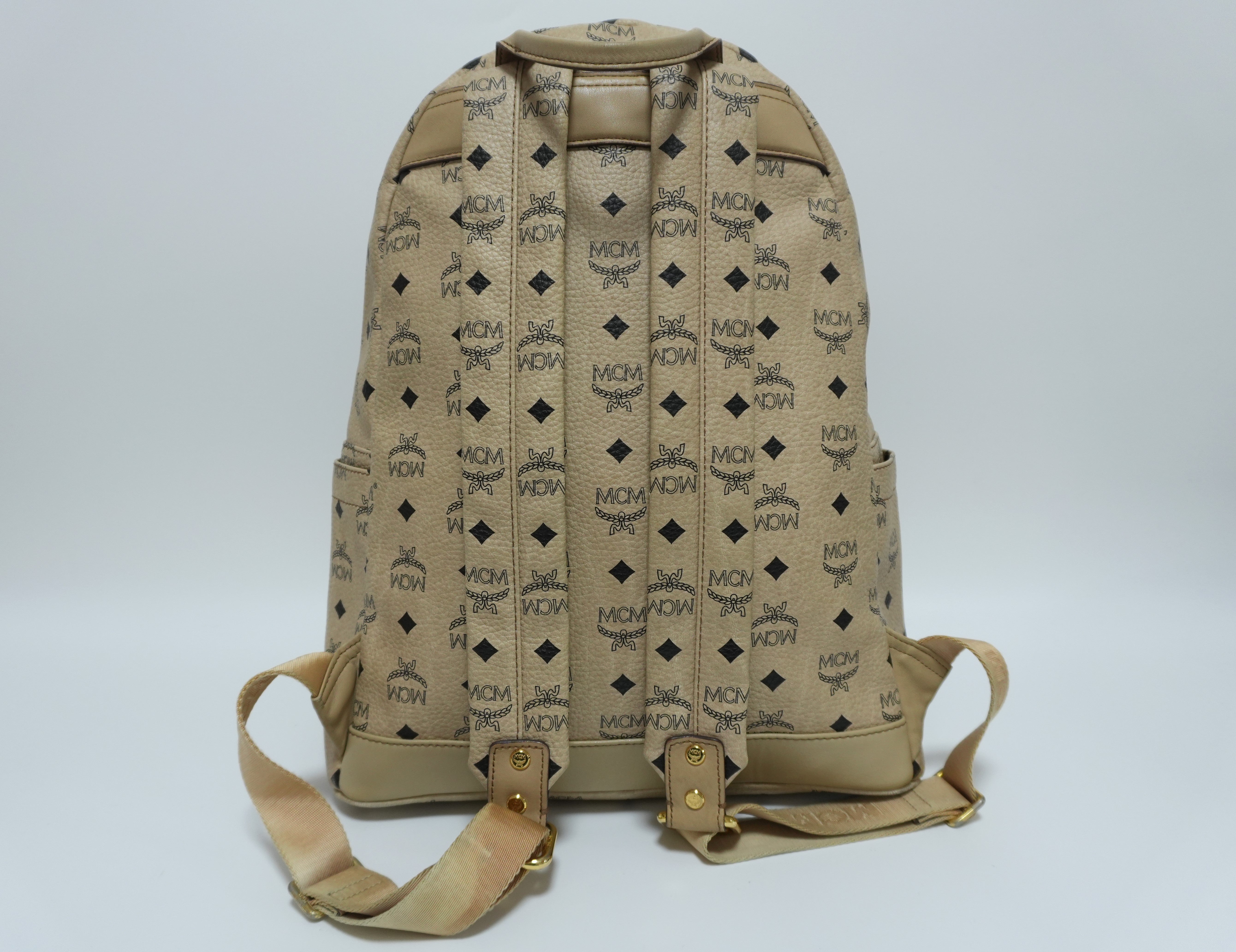 MCM Canvas Backpack Ivory Used