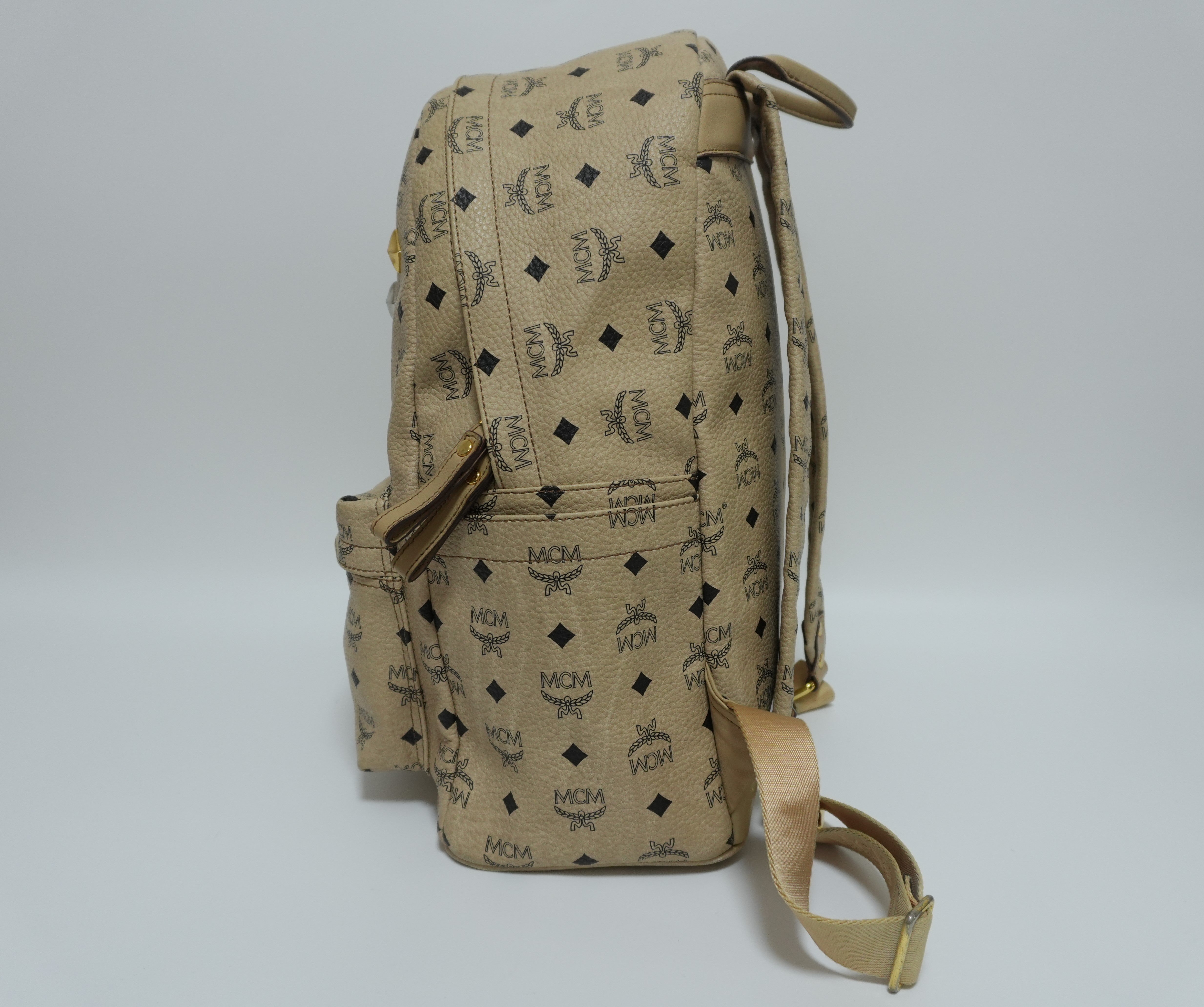 MCM Canvas Backpack Ivory Used