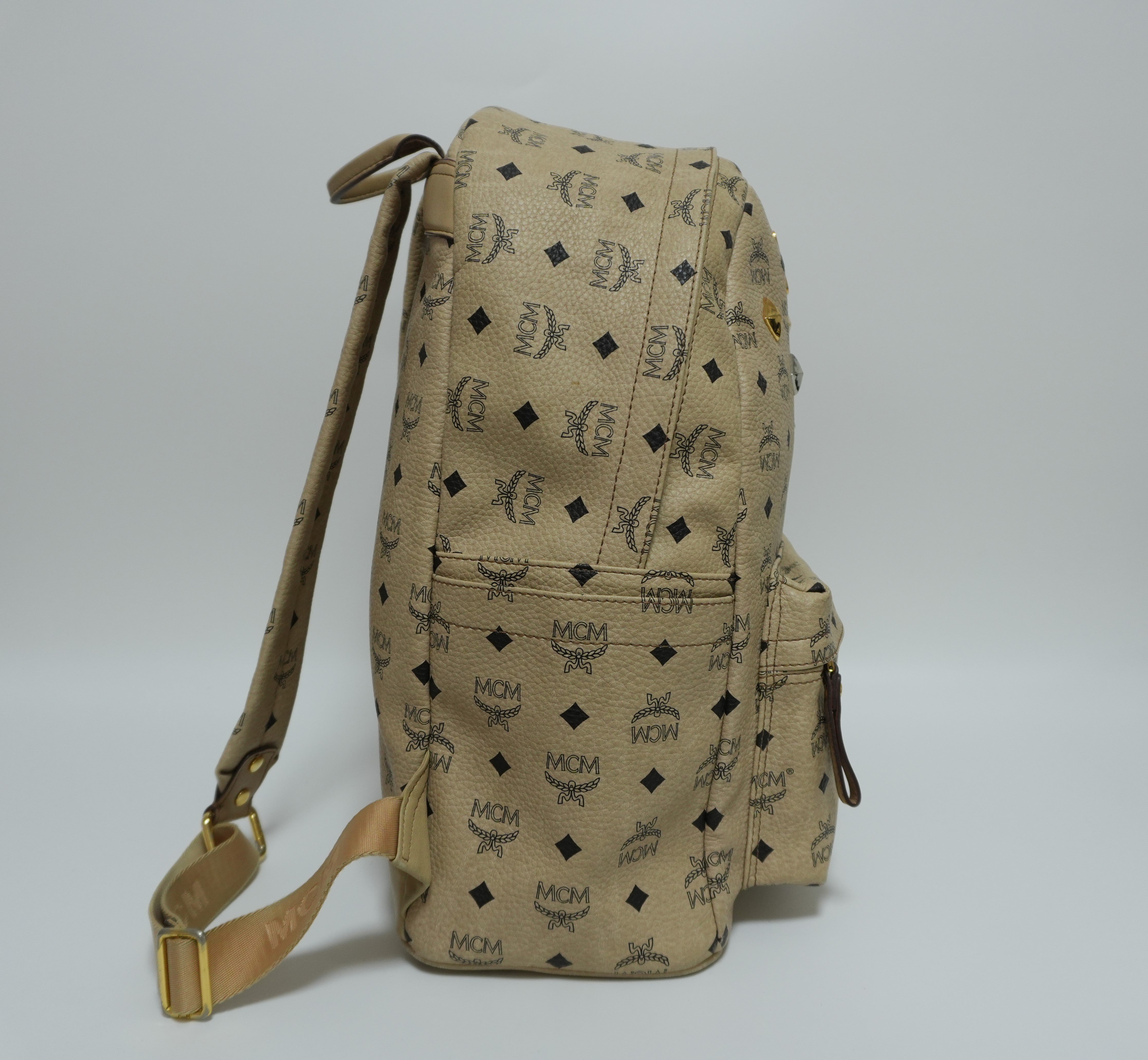 MCM Canvas Backpack Ivory Used