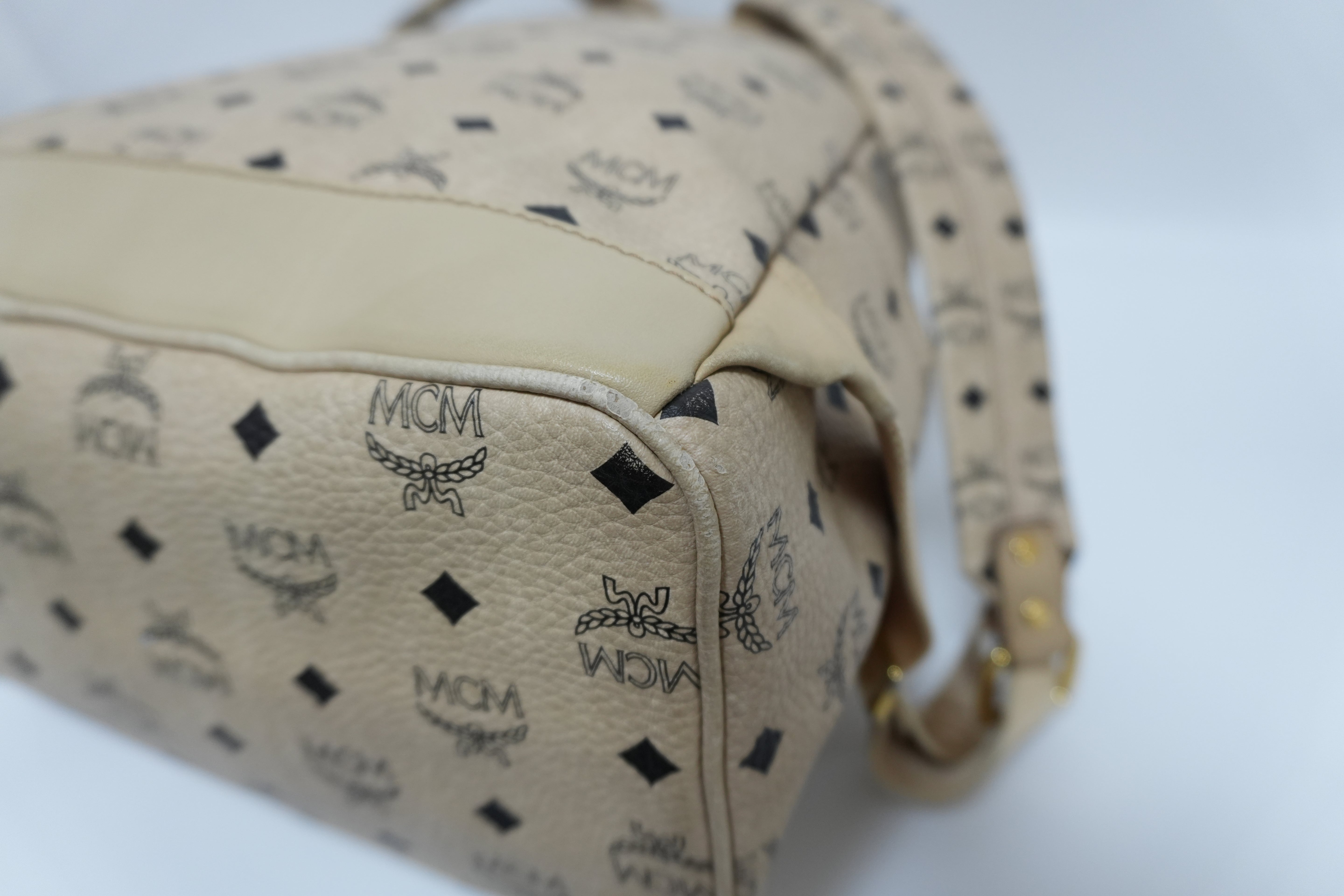 MCM Canvas Backpack Ivory Used