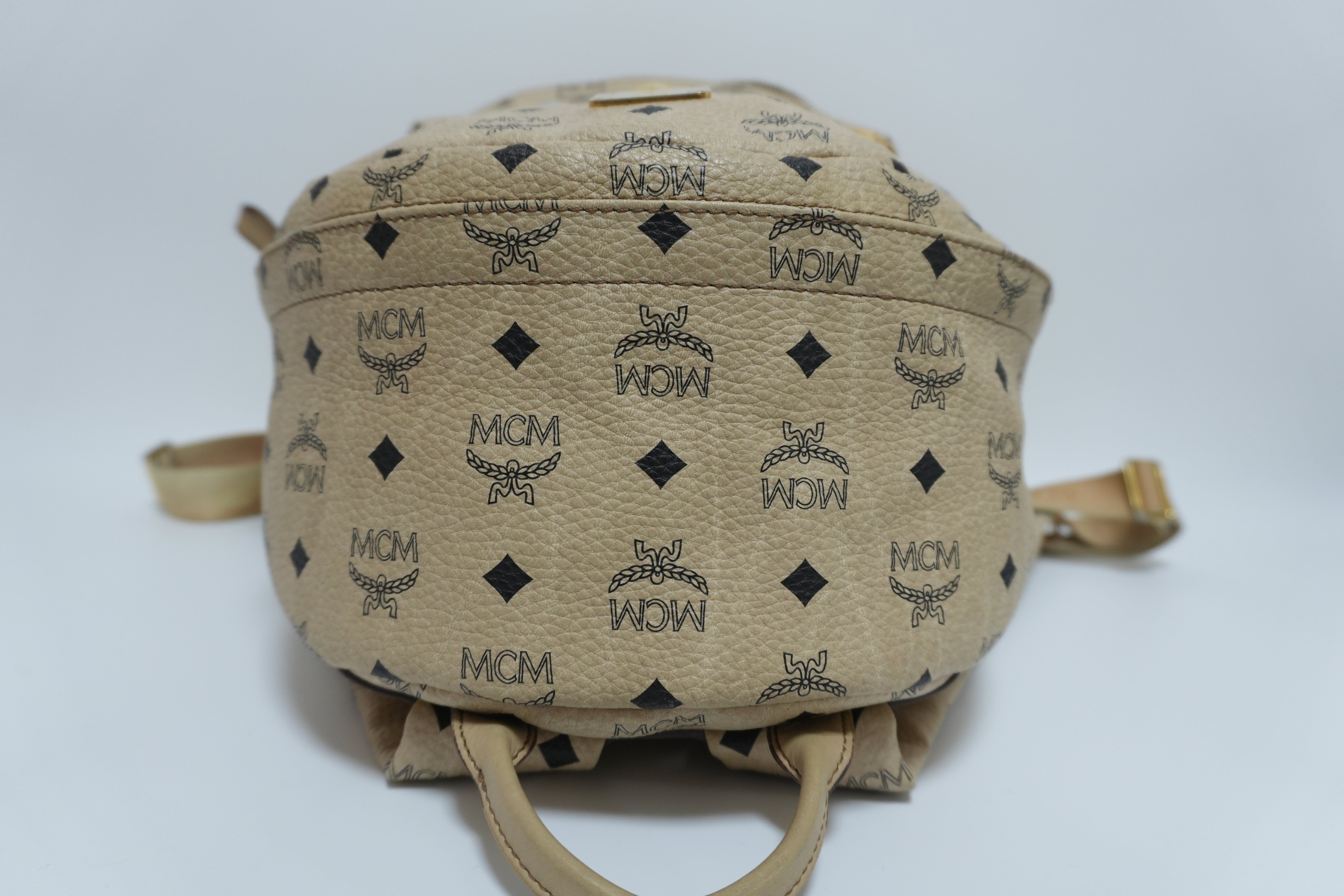 MCM Canvas Backpack Ivory Used