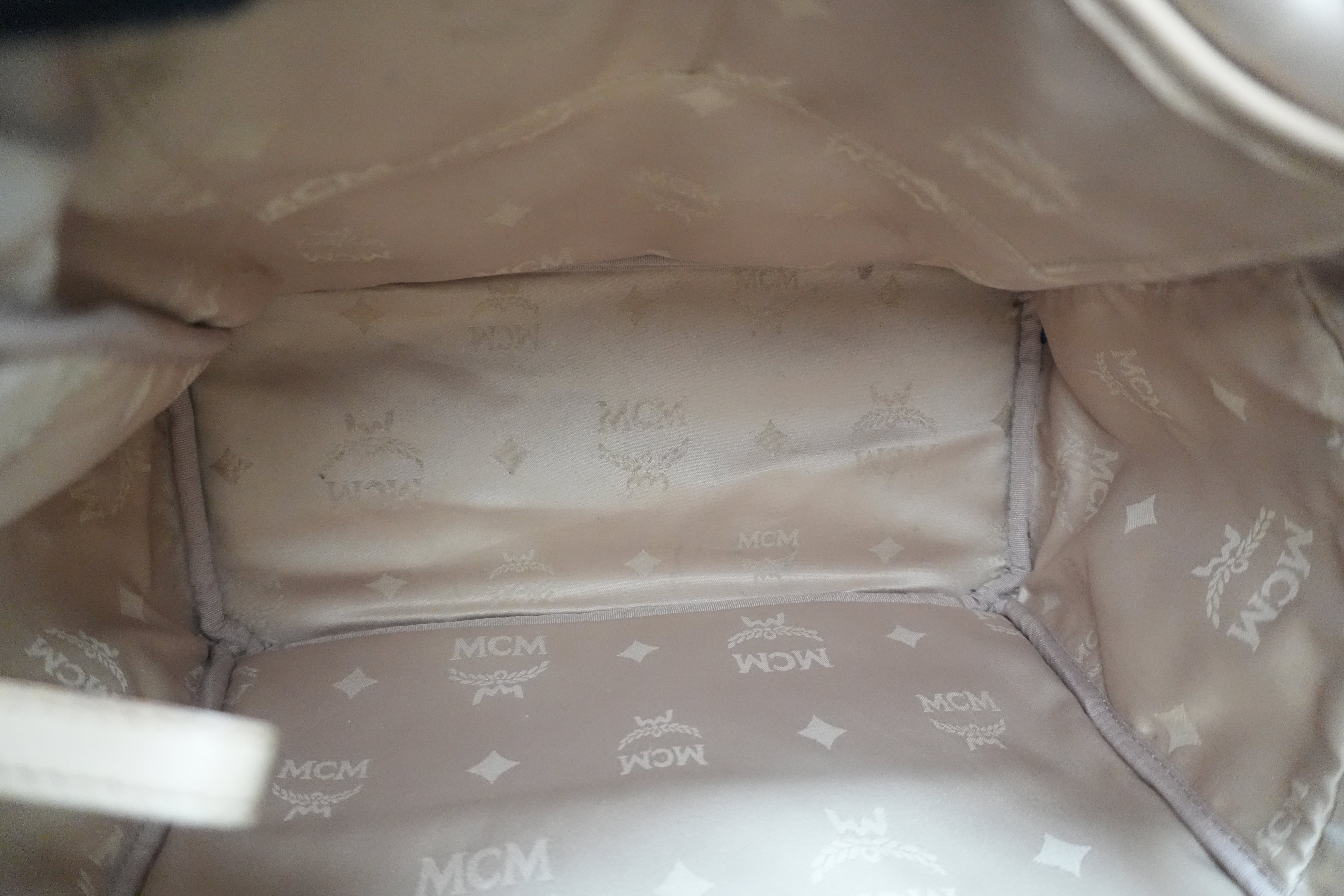 MCM Canvas Backpack Ivory Used