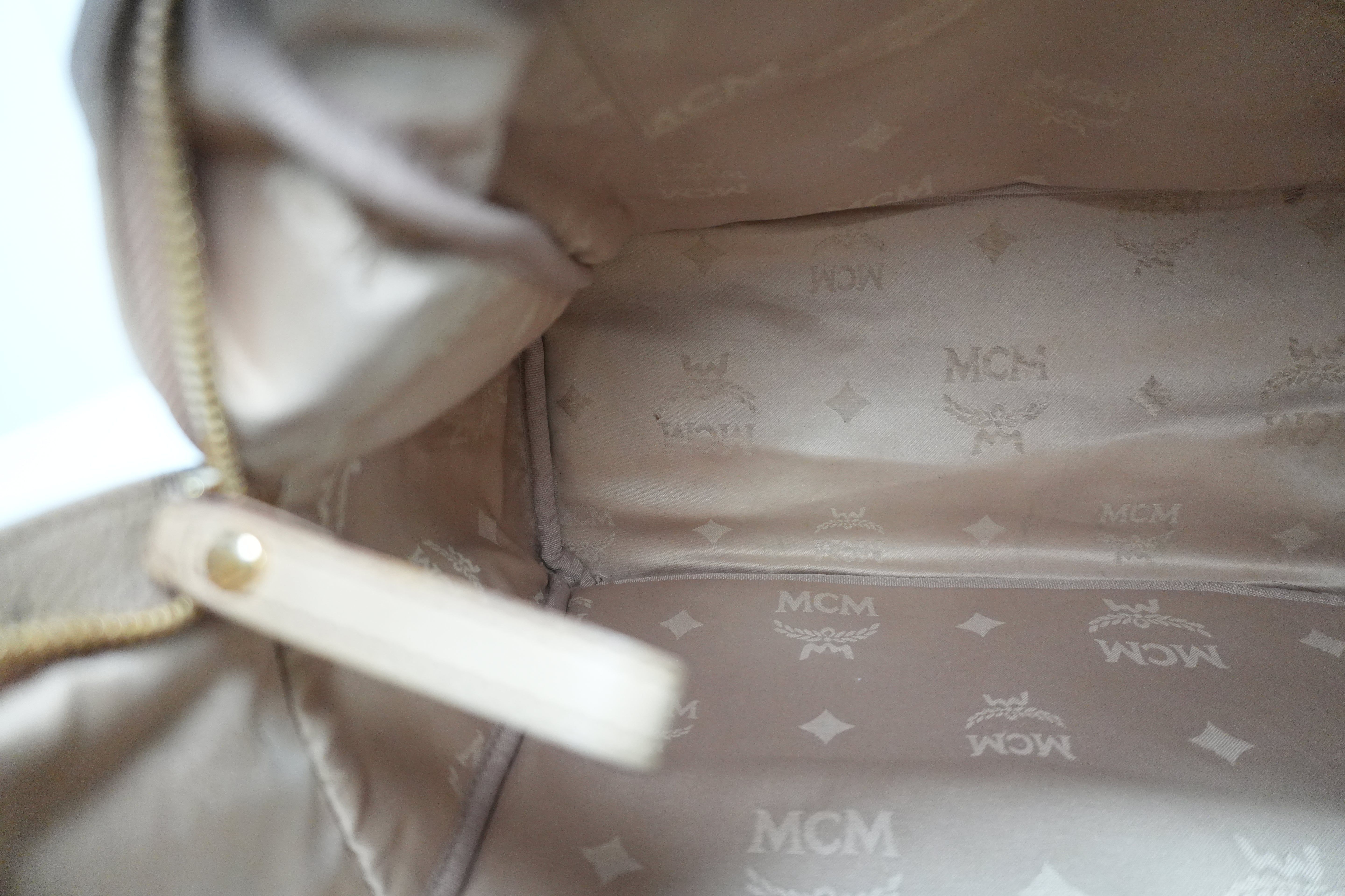 MCM Canvas Backpack Ivory Used