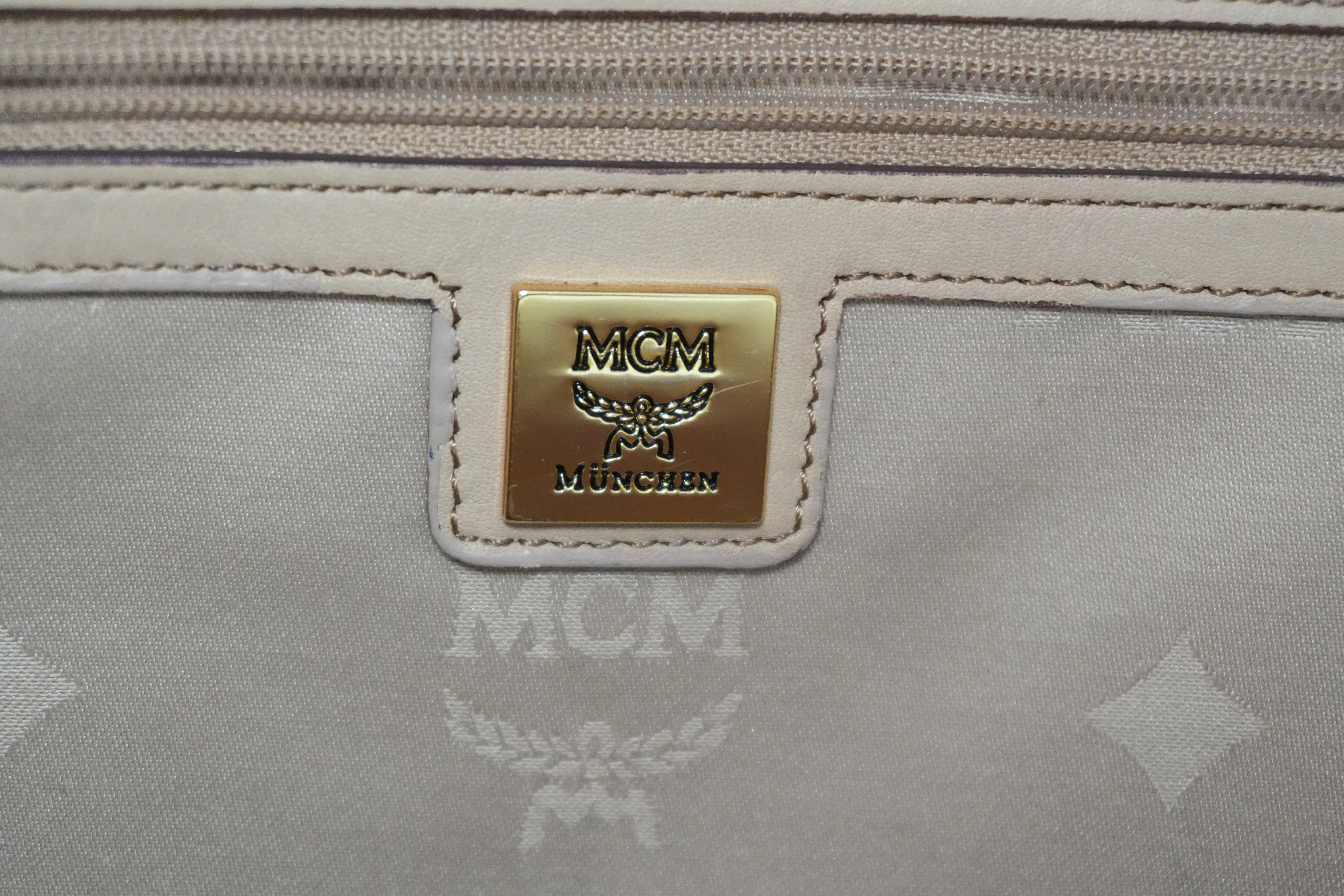 MCM Canvas Backpack Ivory Used