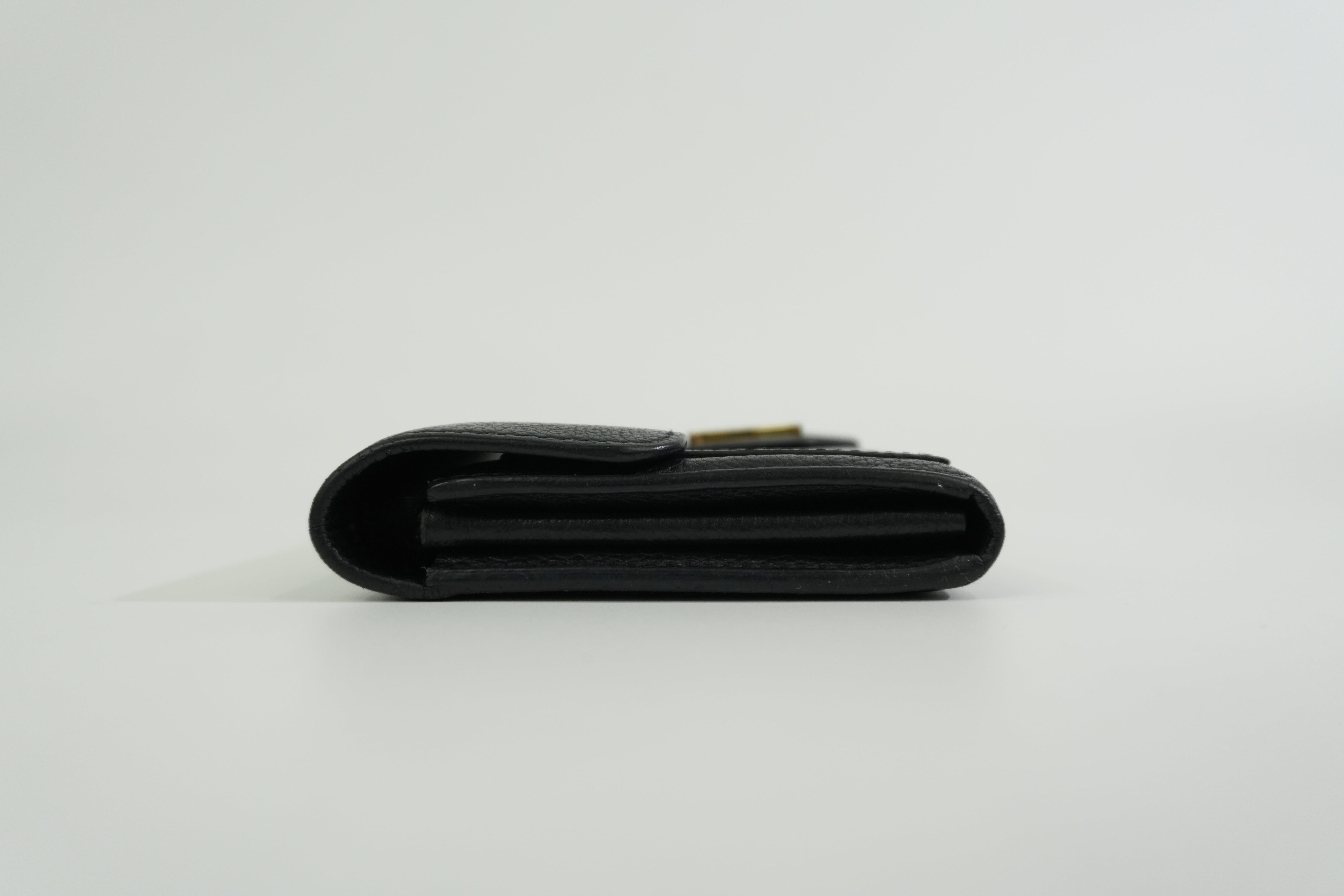 Pre-owned Louis Vuitton Leather Porte Feuille Lockeme Long Wallet Black