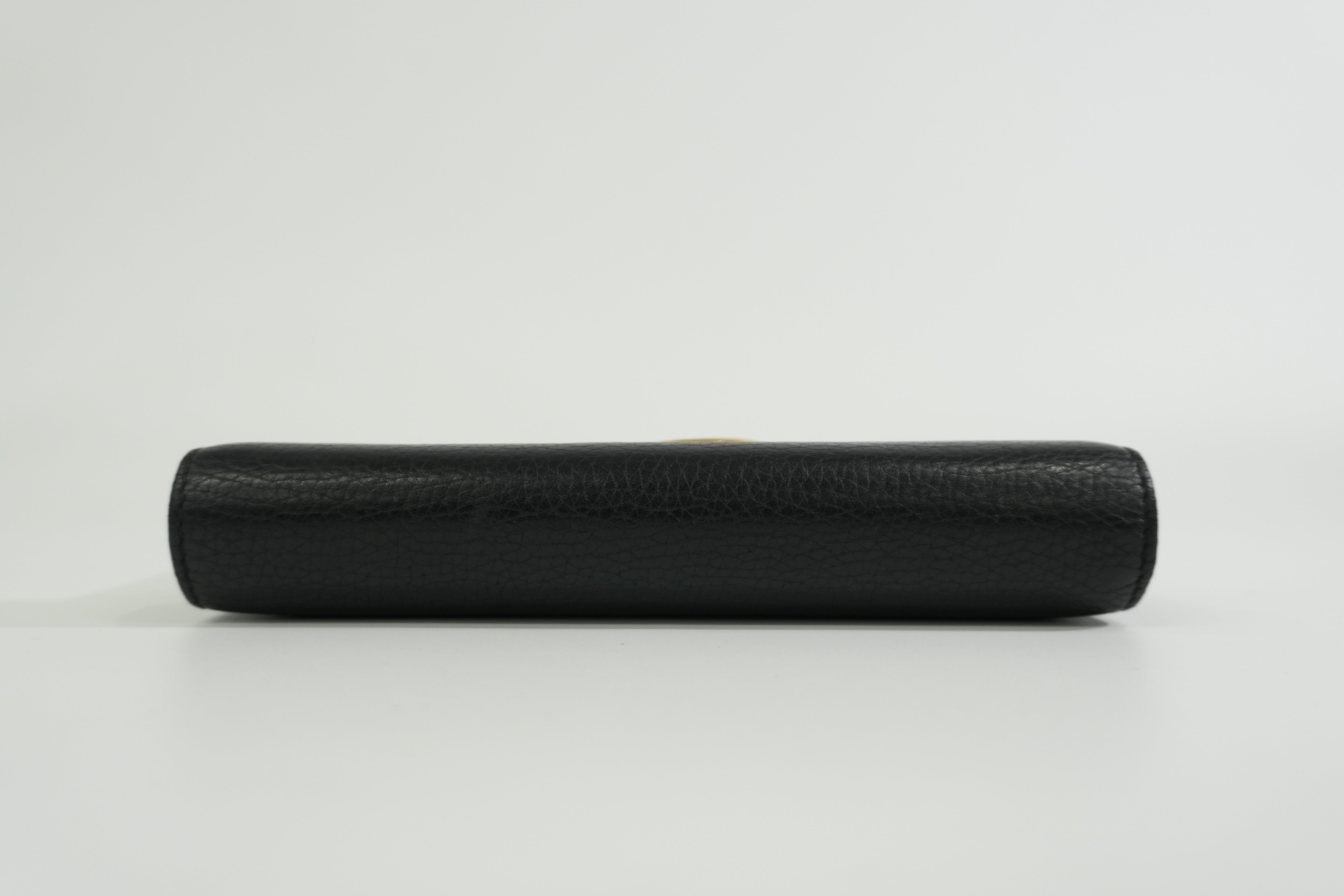 Pre-owned Gucci Calfskin Leather Long Wallet Black