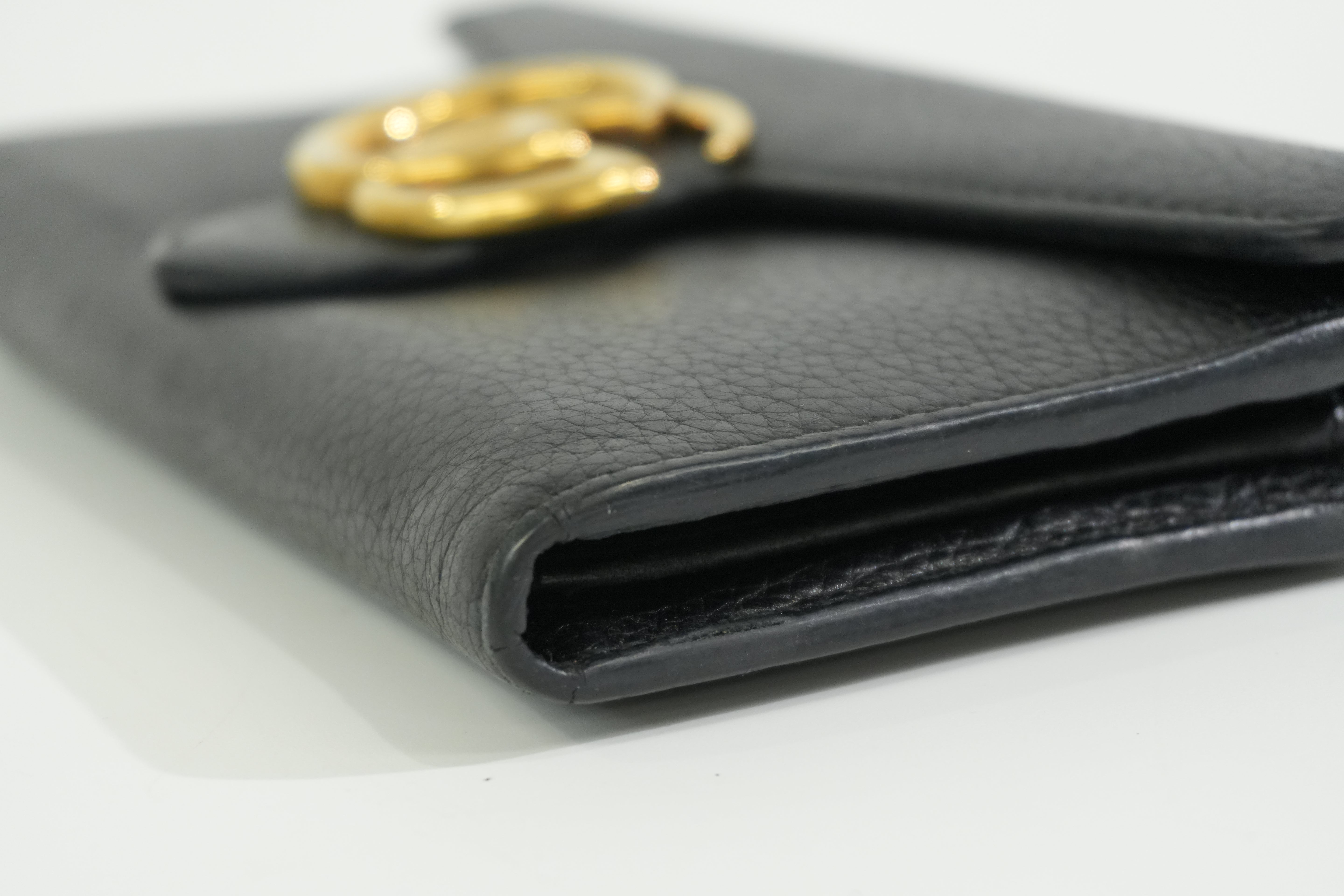 Pre-owned Gucci Calfskin Leather Long Wallet Black