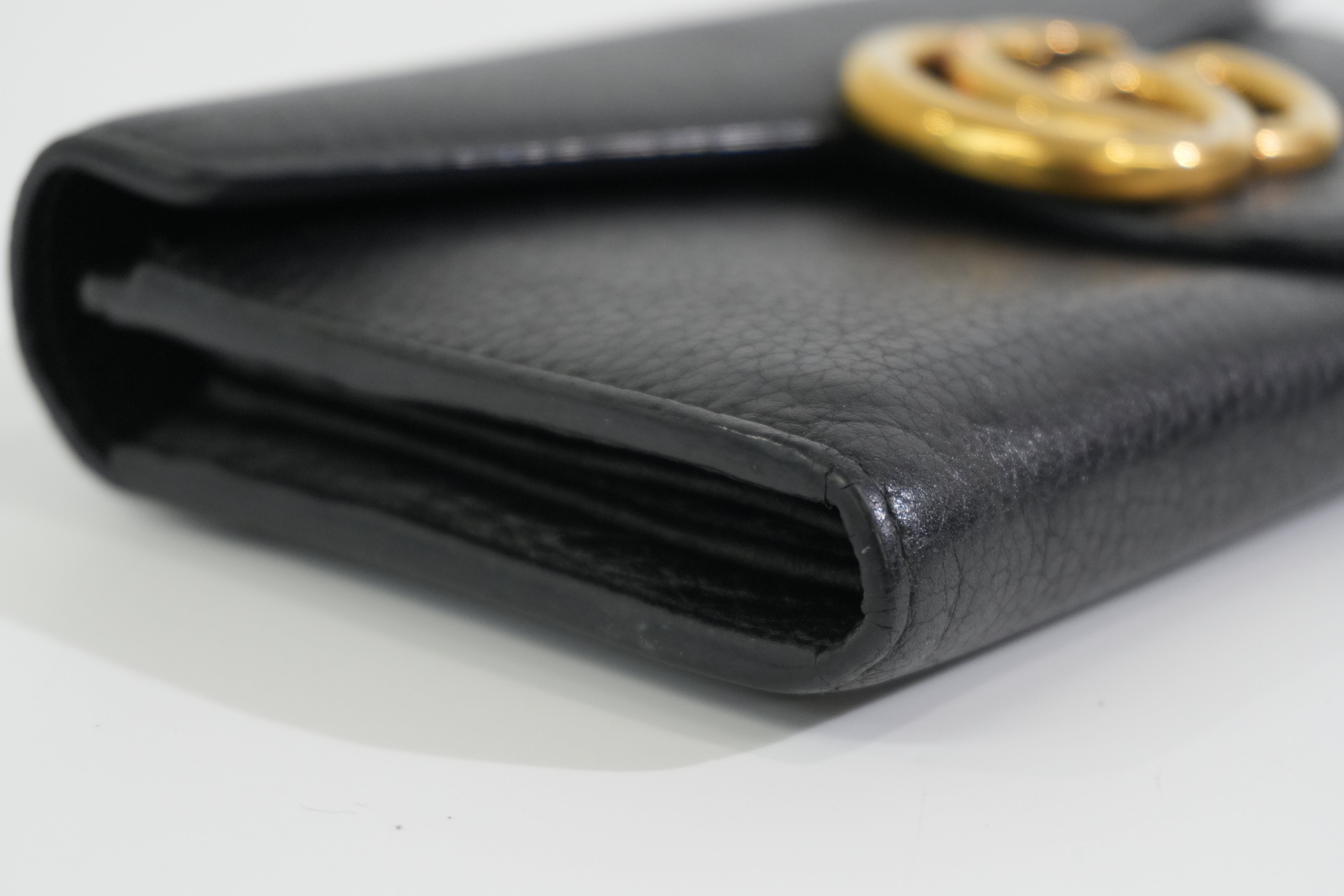 Pre-owned Gucci Calfskin Leather Long Wallet Black