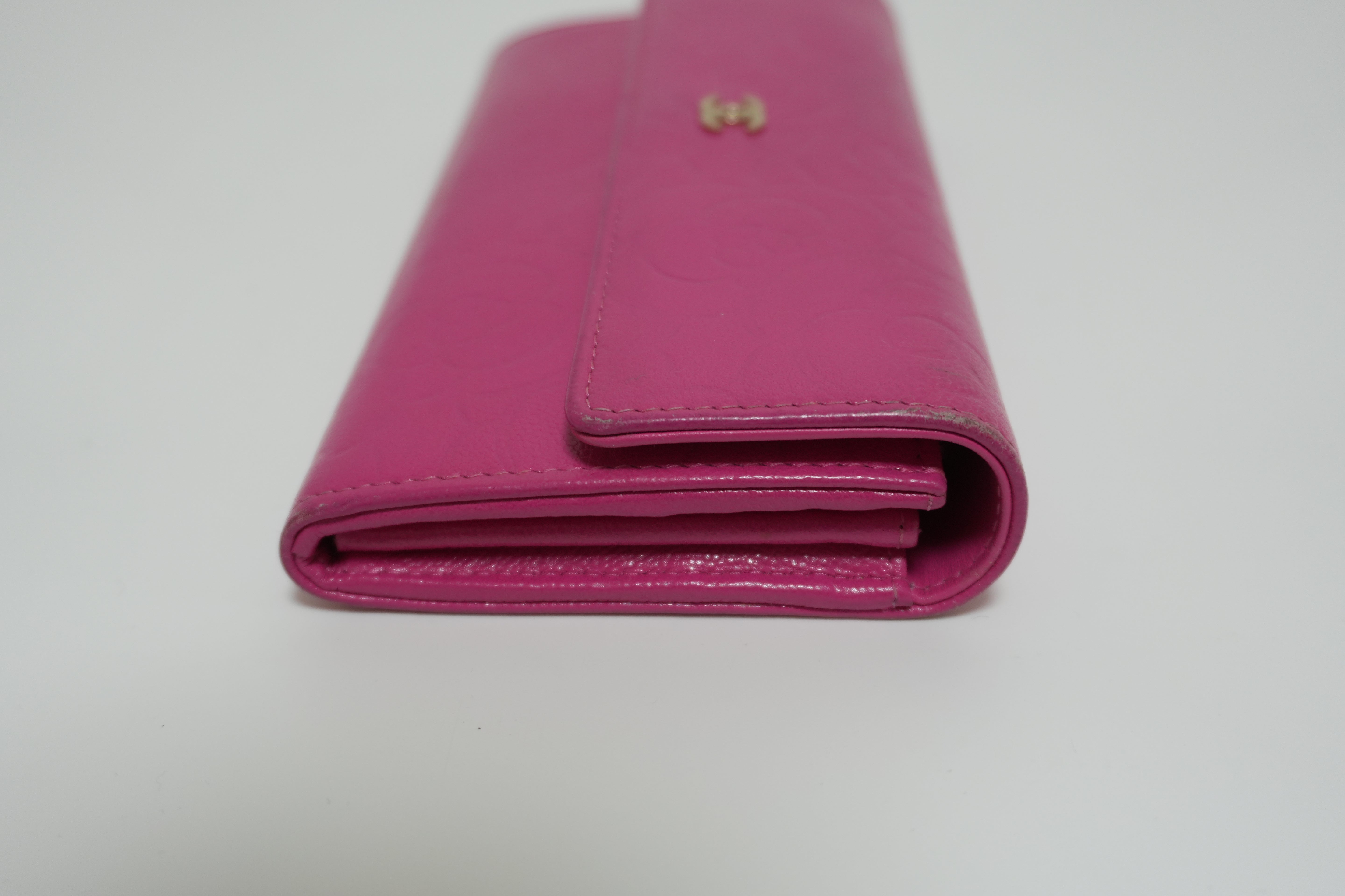 Chanel Camellia Wallet Pink Used