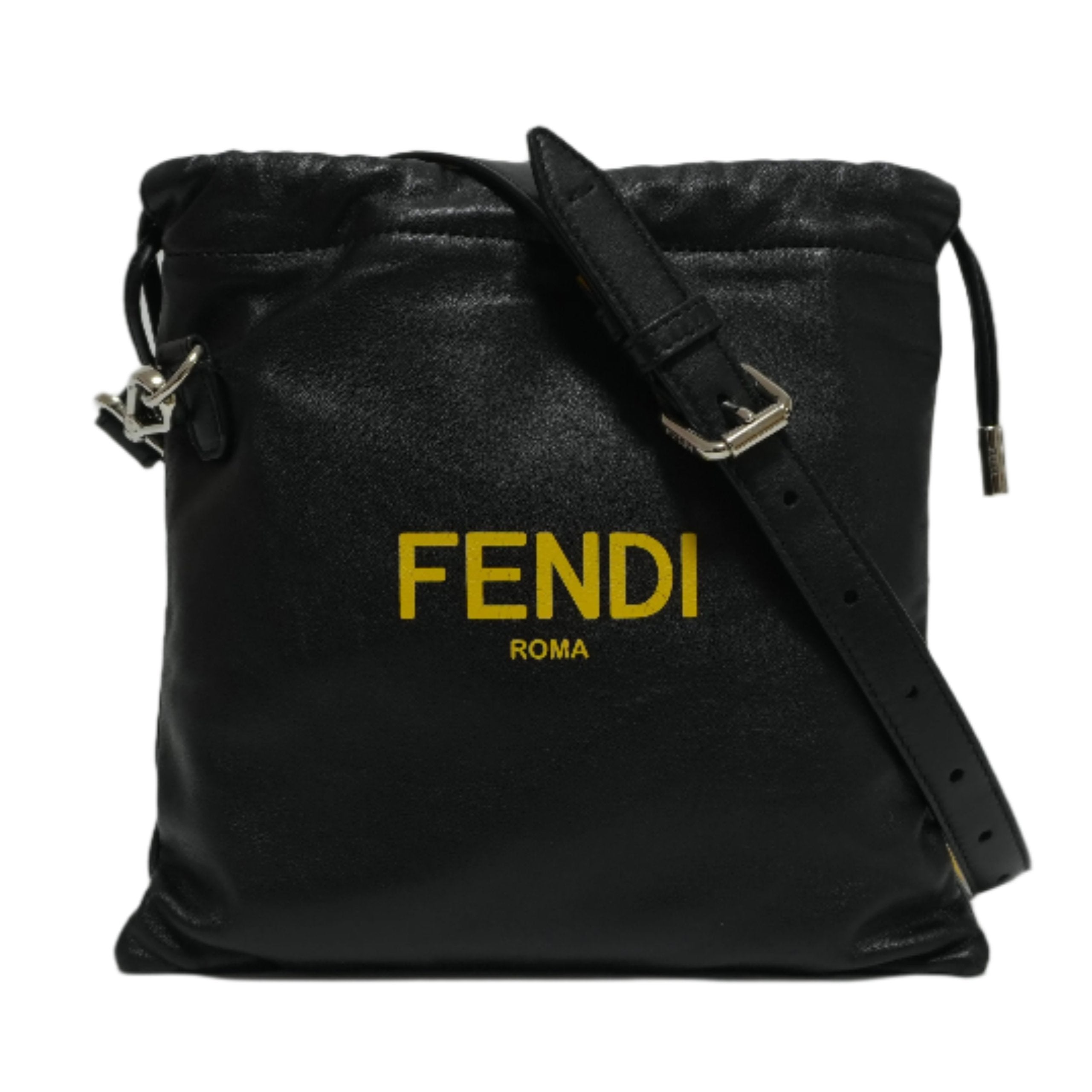 Fendi Leather Shoulder Bag Black Used