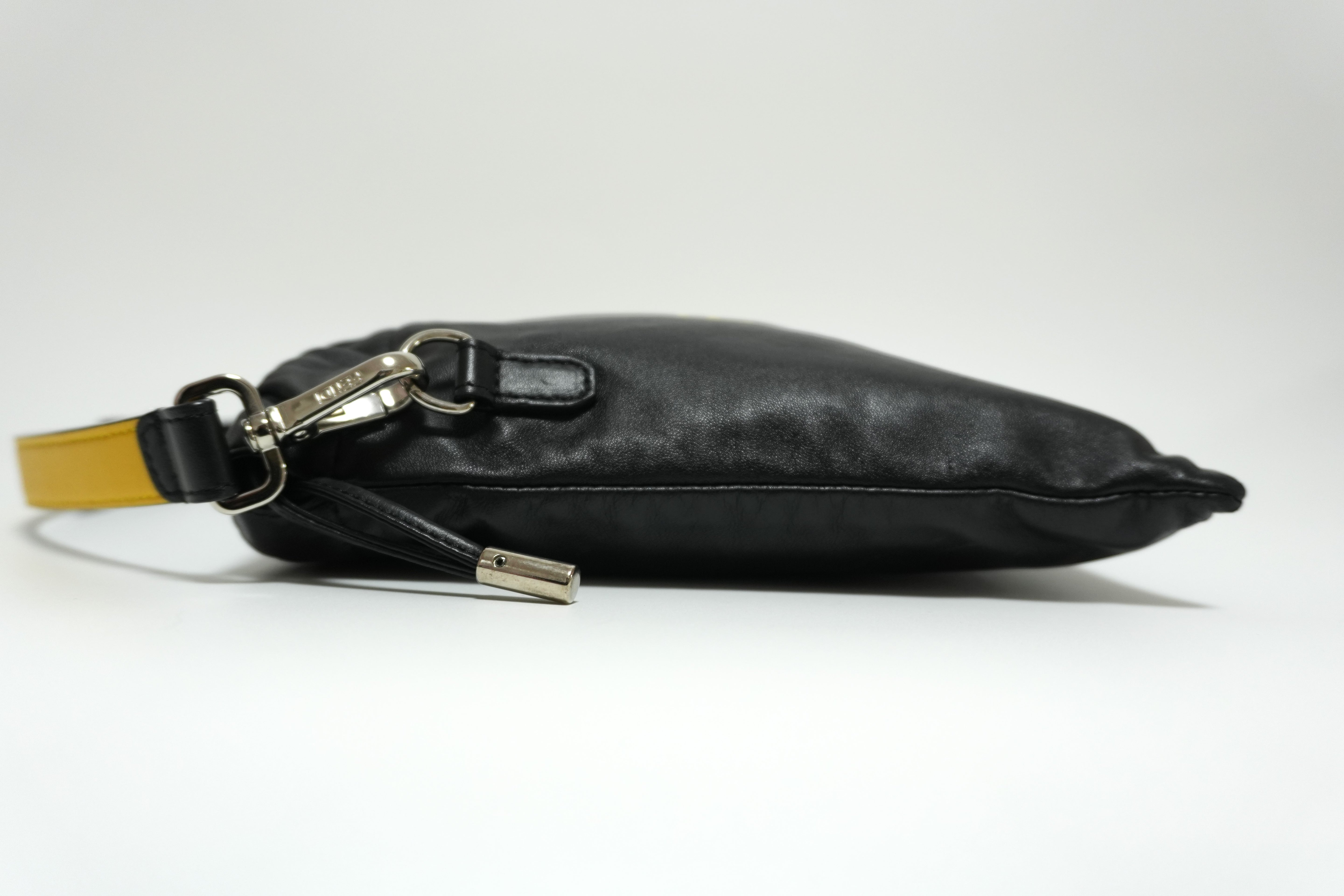 Fendi Leather Shoulder Bag Black Used