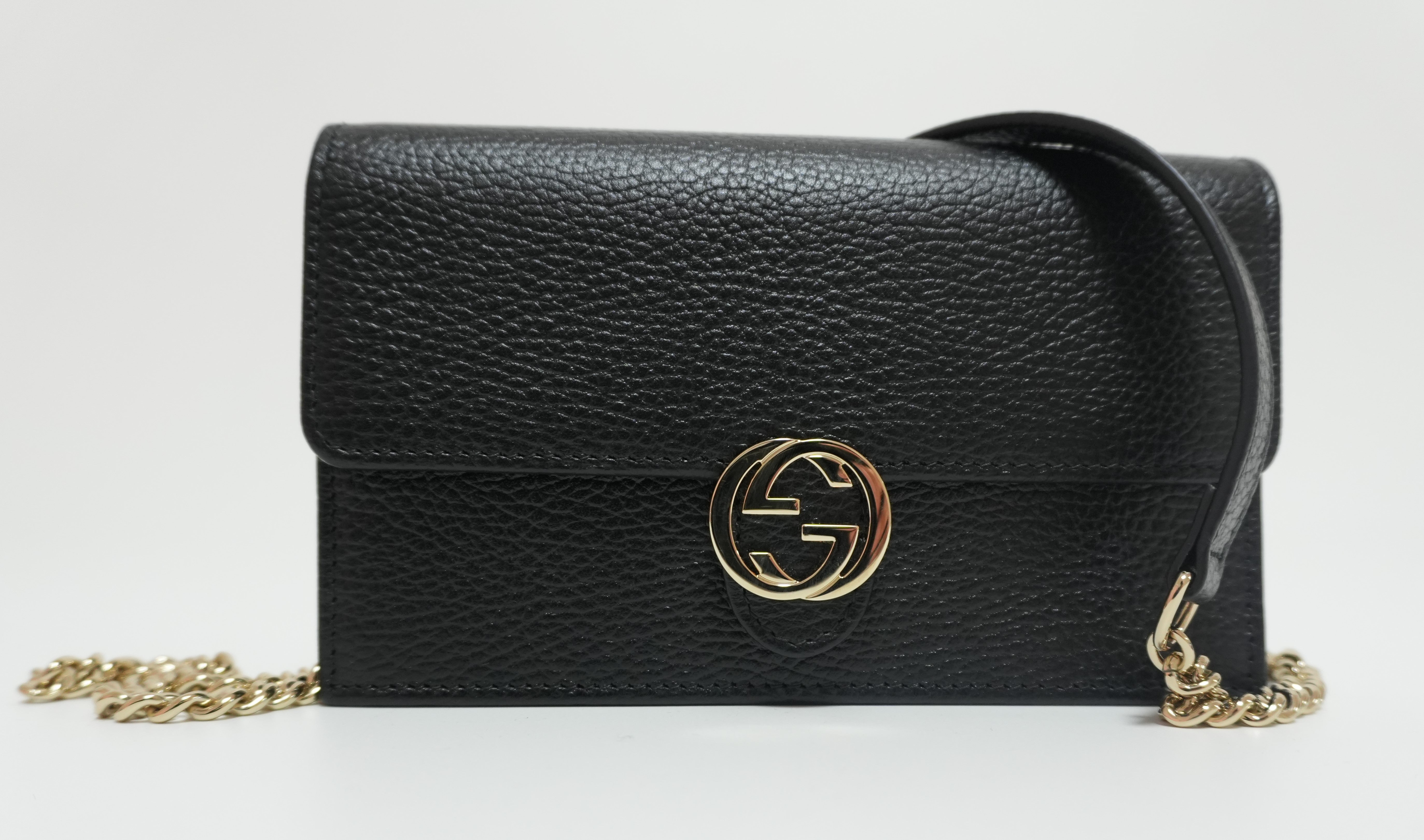 Gucci Interlocking Shoulder Bag Black Used