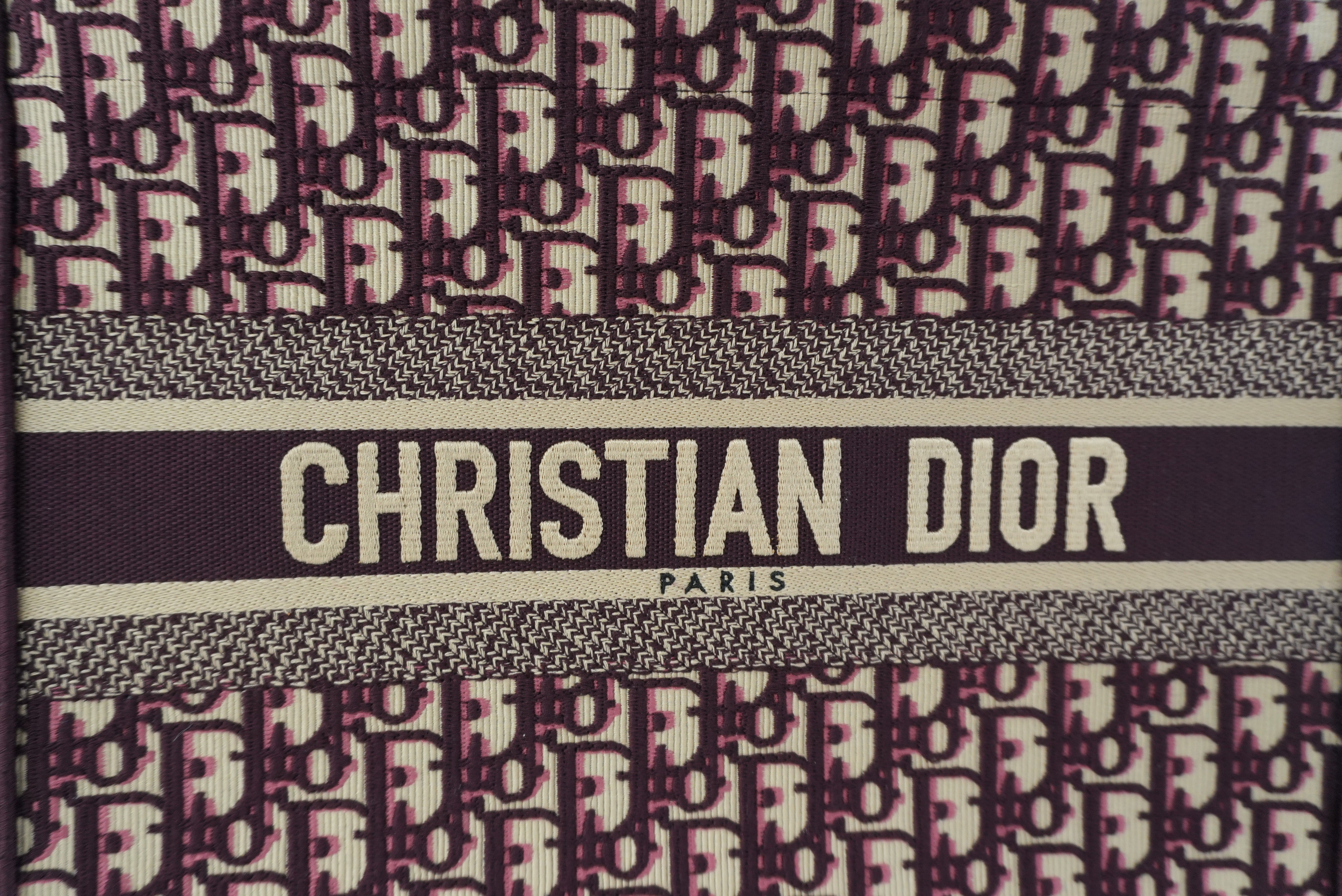 Christian Dior Medium Book Tote Canvas Burgundy Used