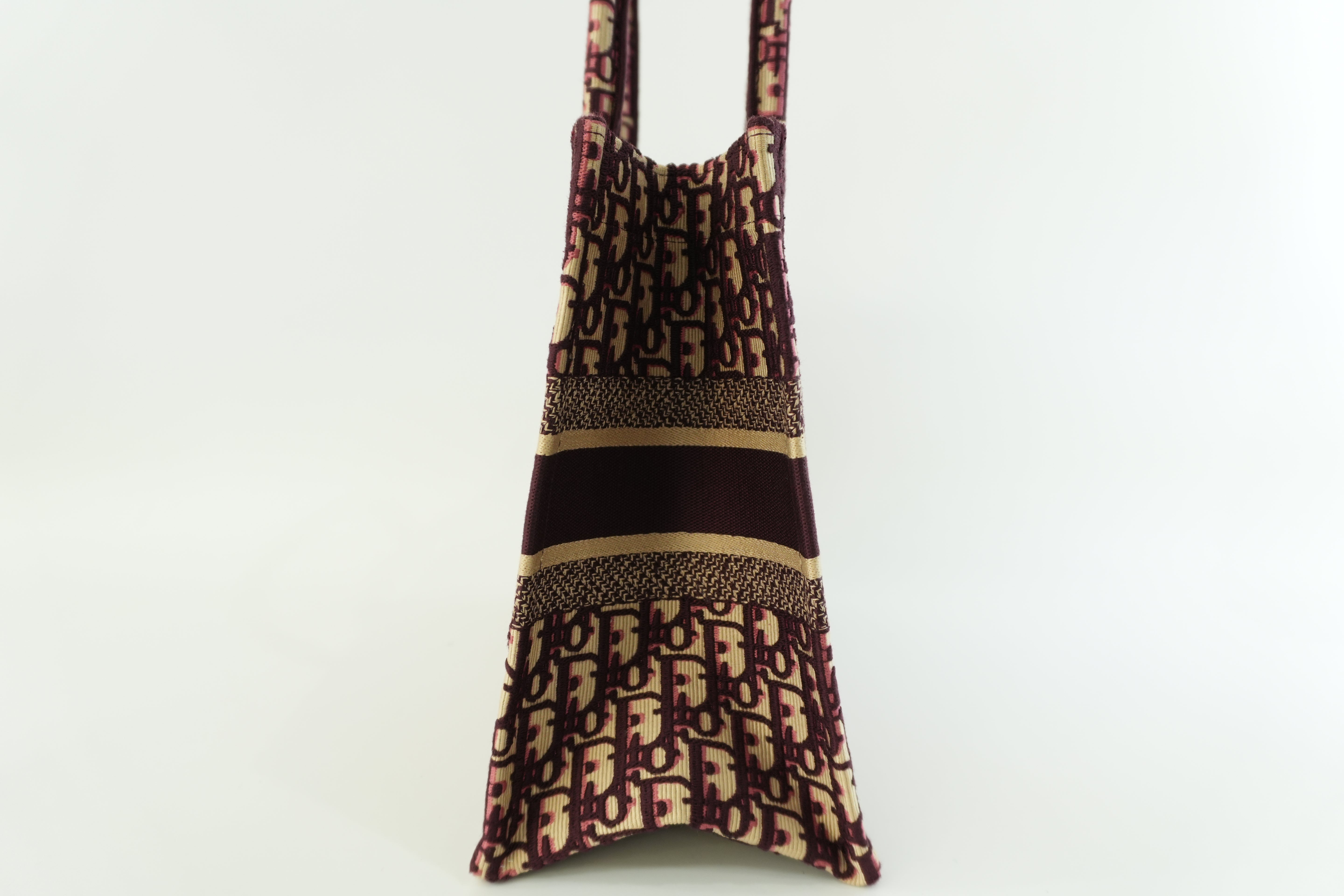 Christian Dior Medium Book Tote Canvas Burgundy Used
