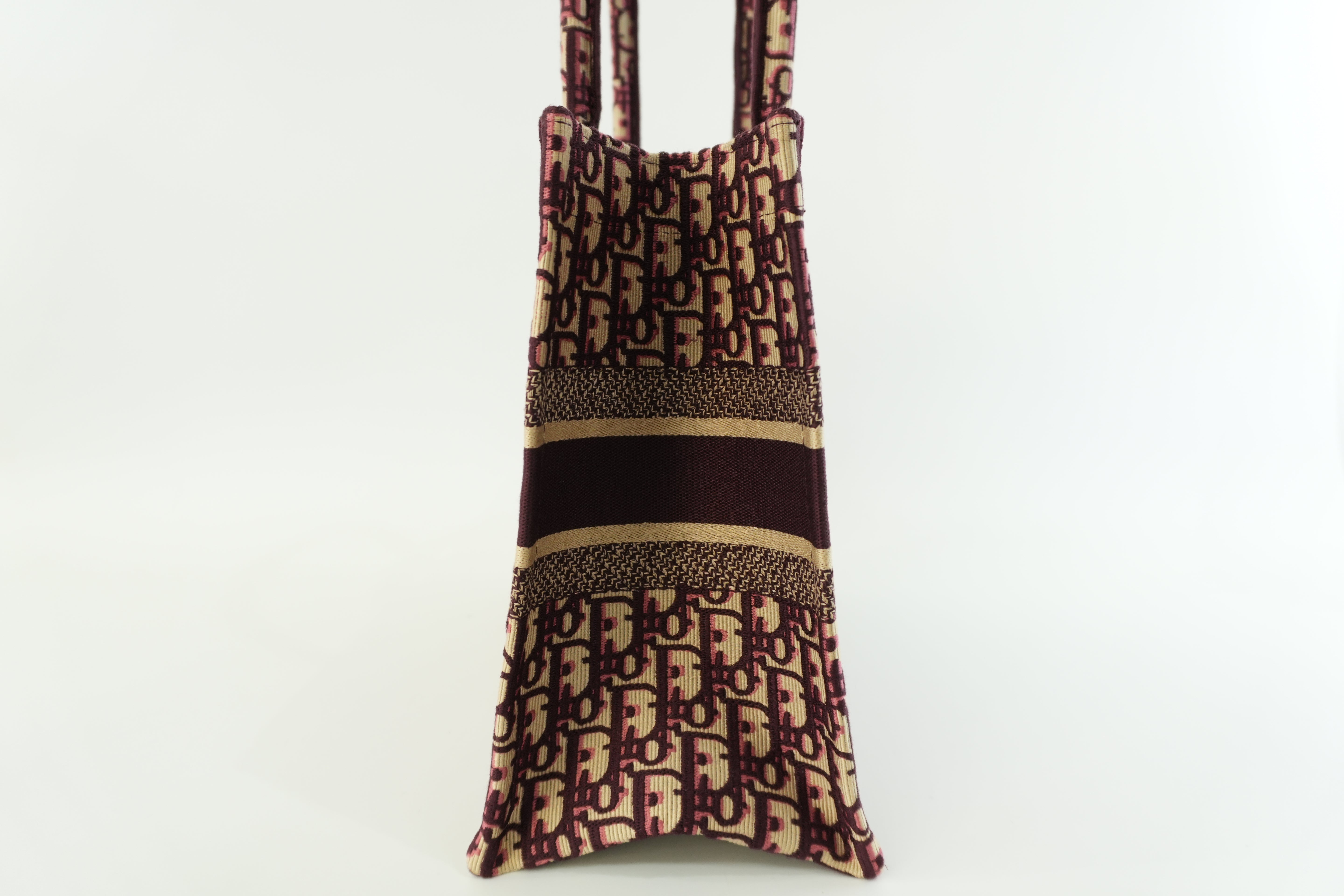 Christian Dior Medium Book Tote Canvas Burgundy Used