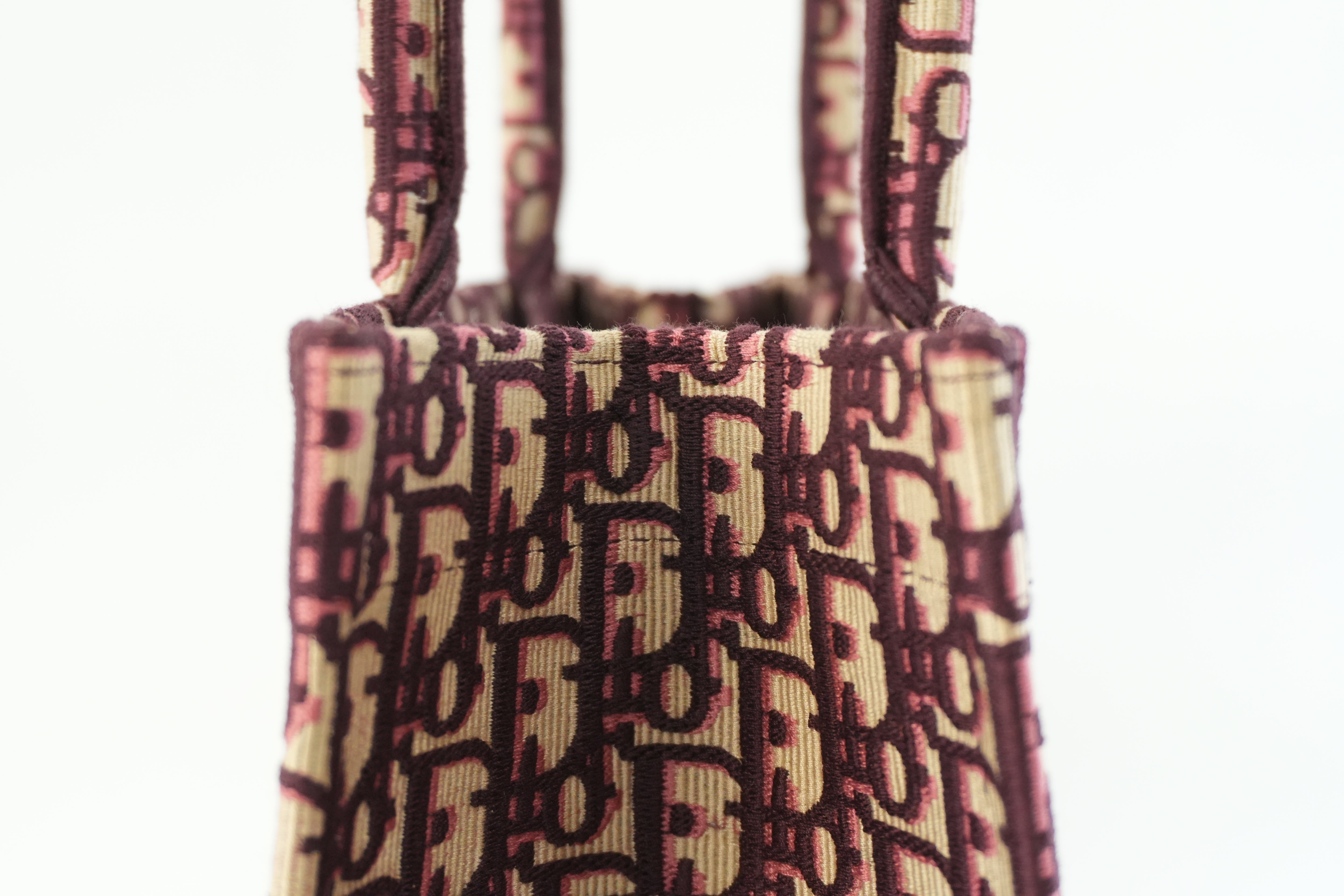 Christian Dior Medium Book Tote Canvas Burgundy Used