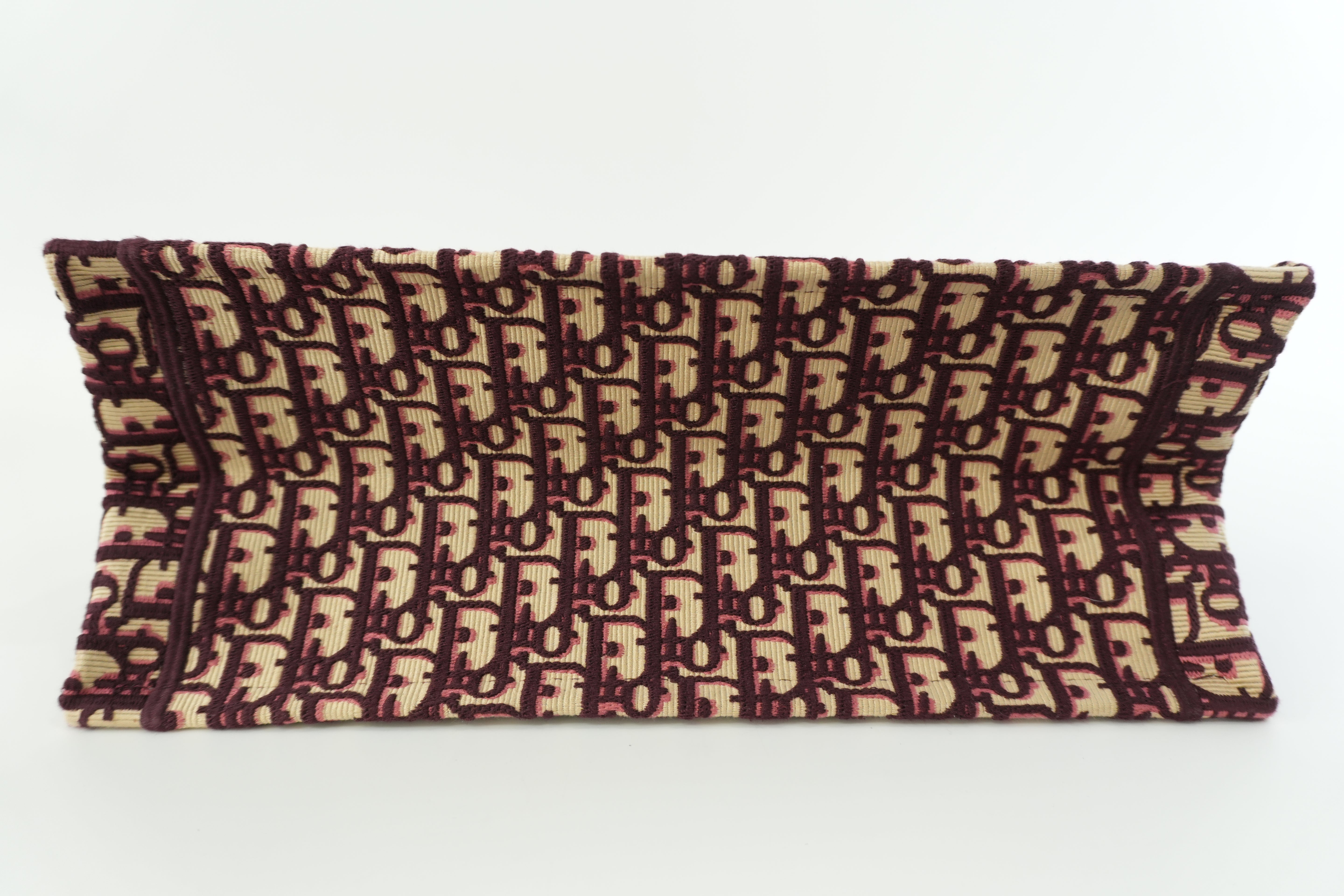 Christian Dior Medium Book Tote Canvas Burgundy Used