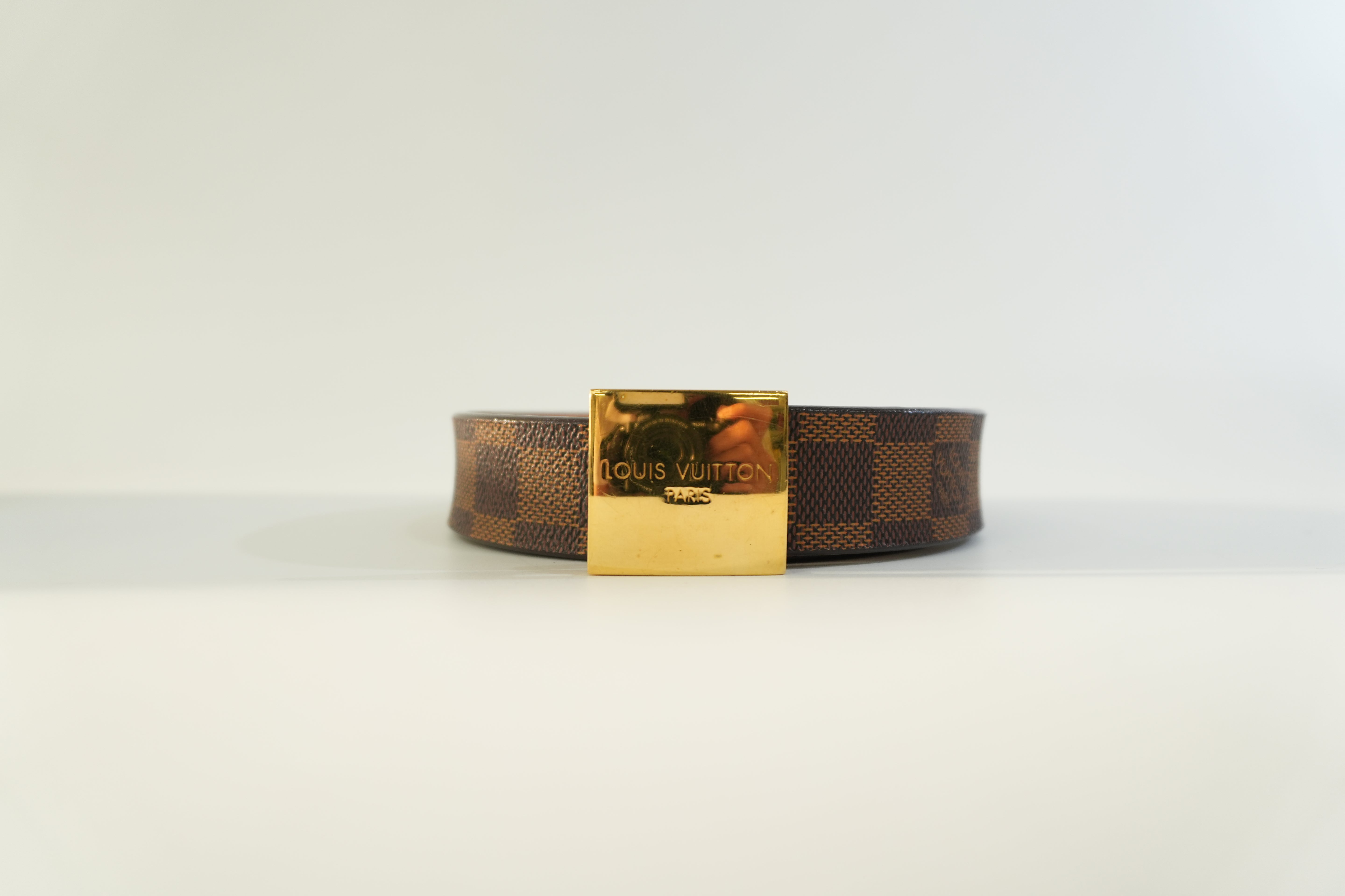 Pre-owned Louis Vuitton Damier Ebene Belt Size 80