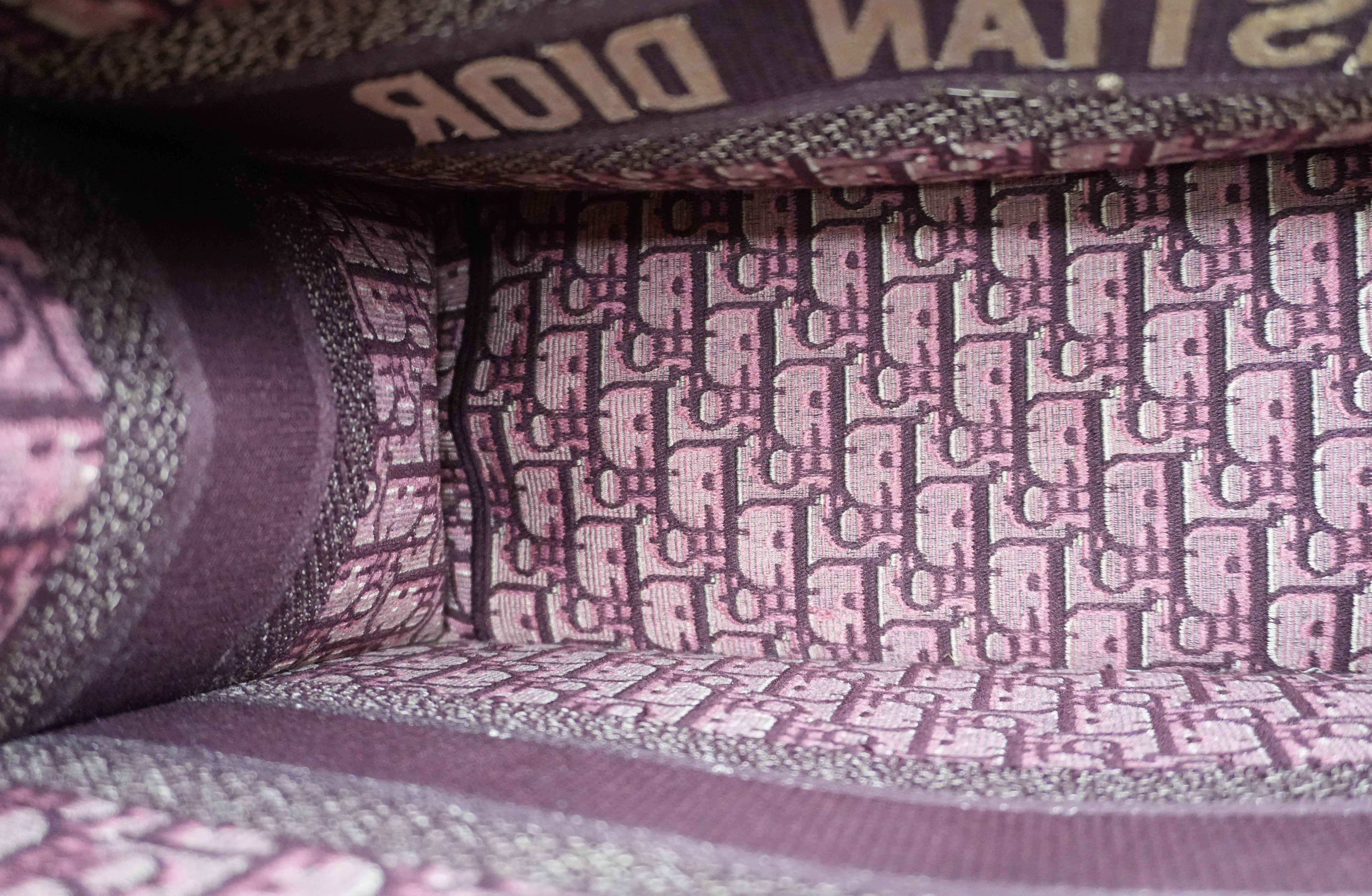 Christian Dior Medium Book Tote Canvas Burgundy Used
