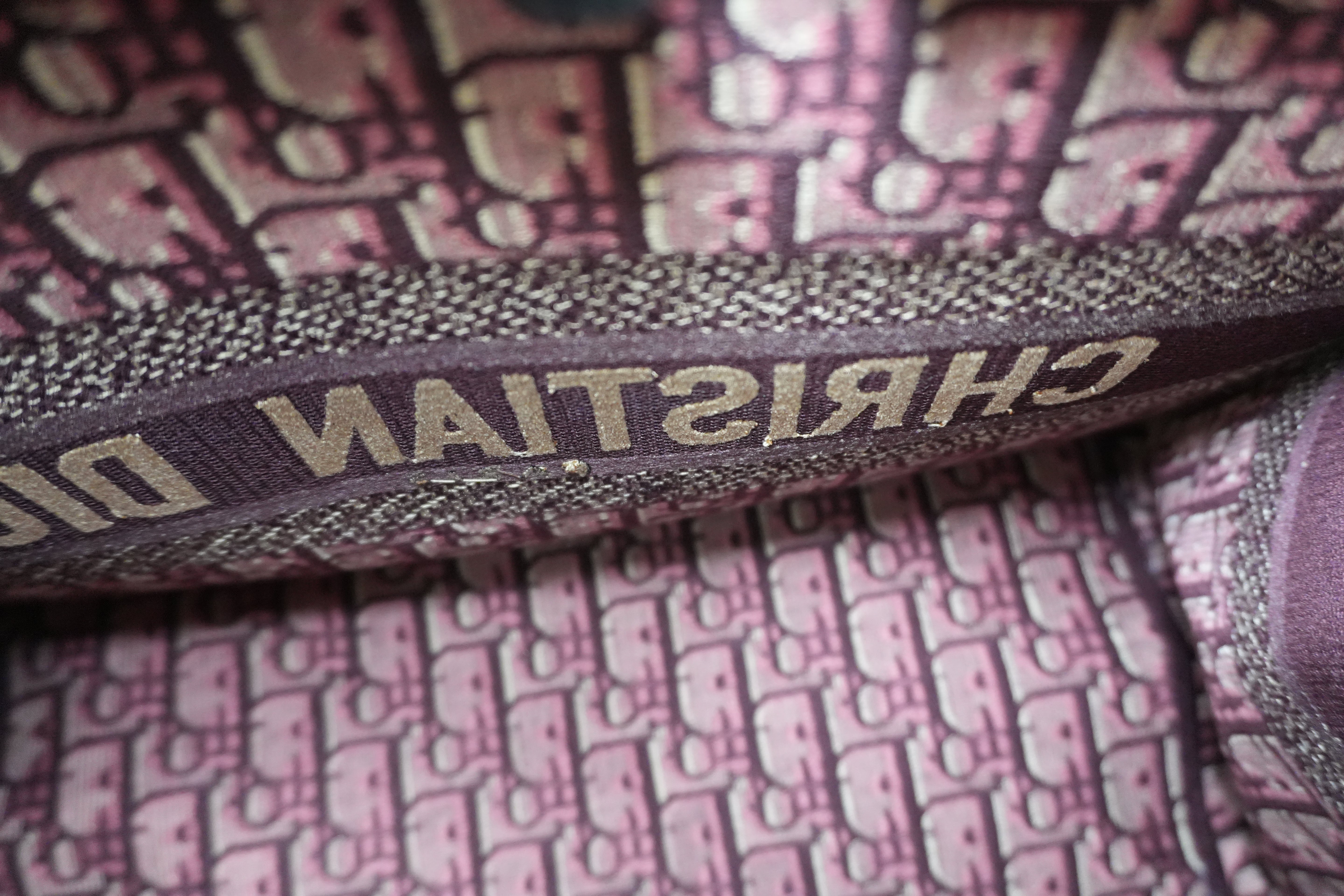Christian Dior Medium Book Tote Canvas Burgundy Used
