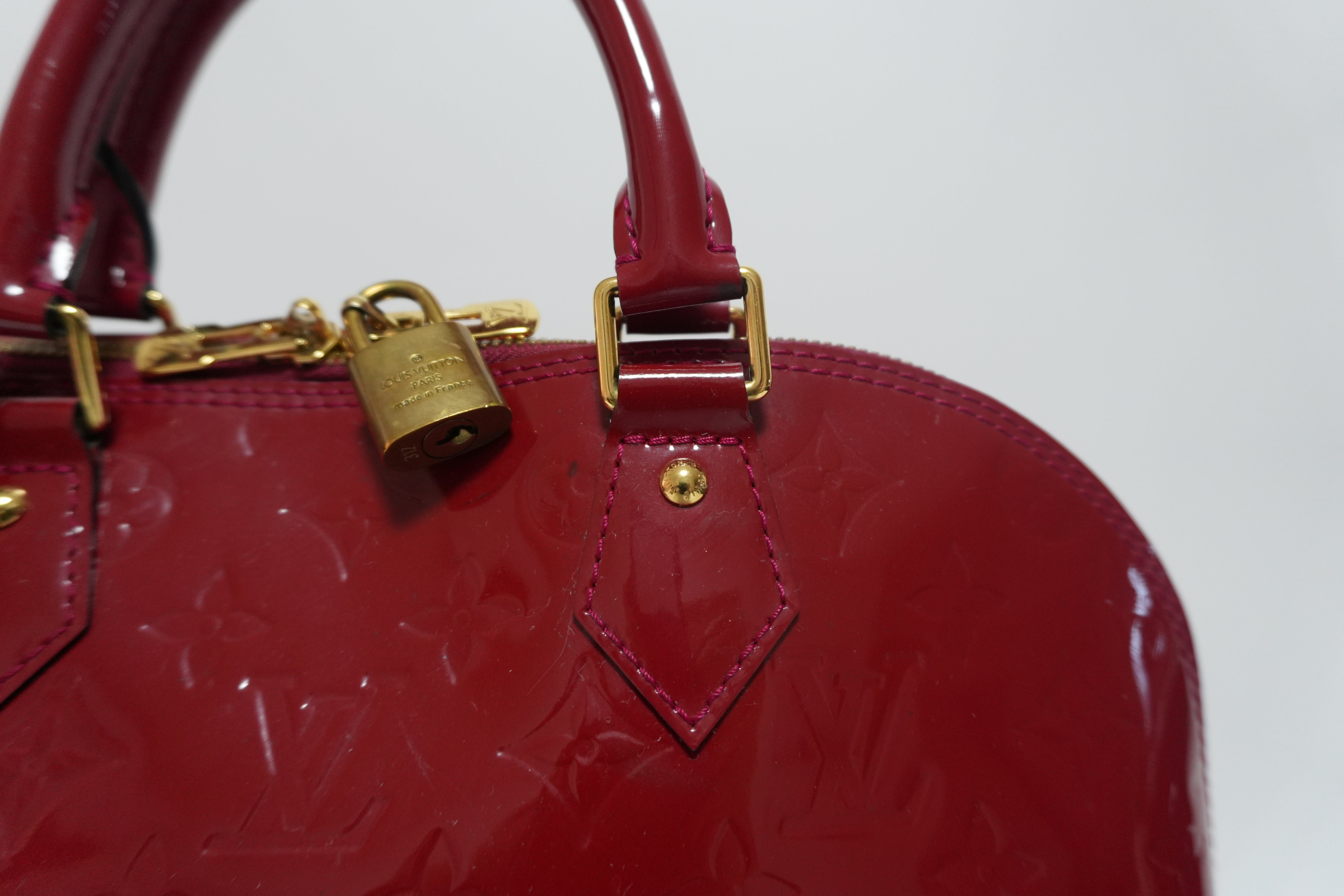 Louis Vuitton Vernis Alma PM Handbag Red Used