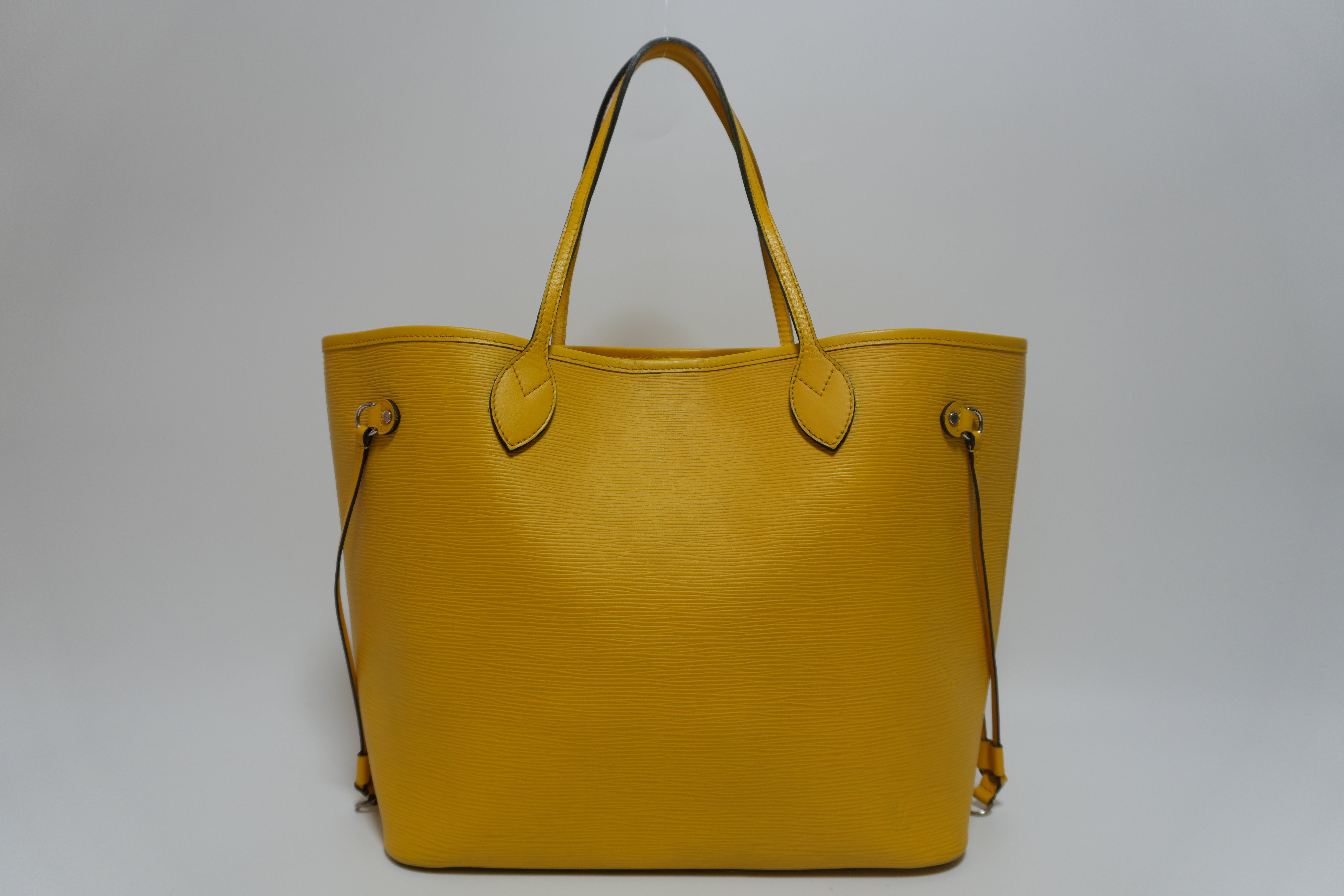 Louis Vuitton Neverfull MM Shoulder Tote Bag Yellow Used