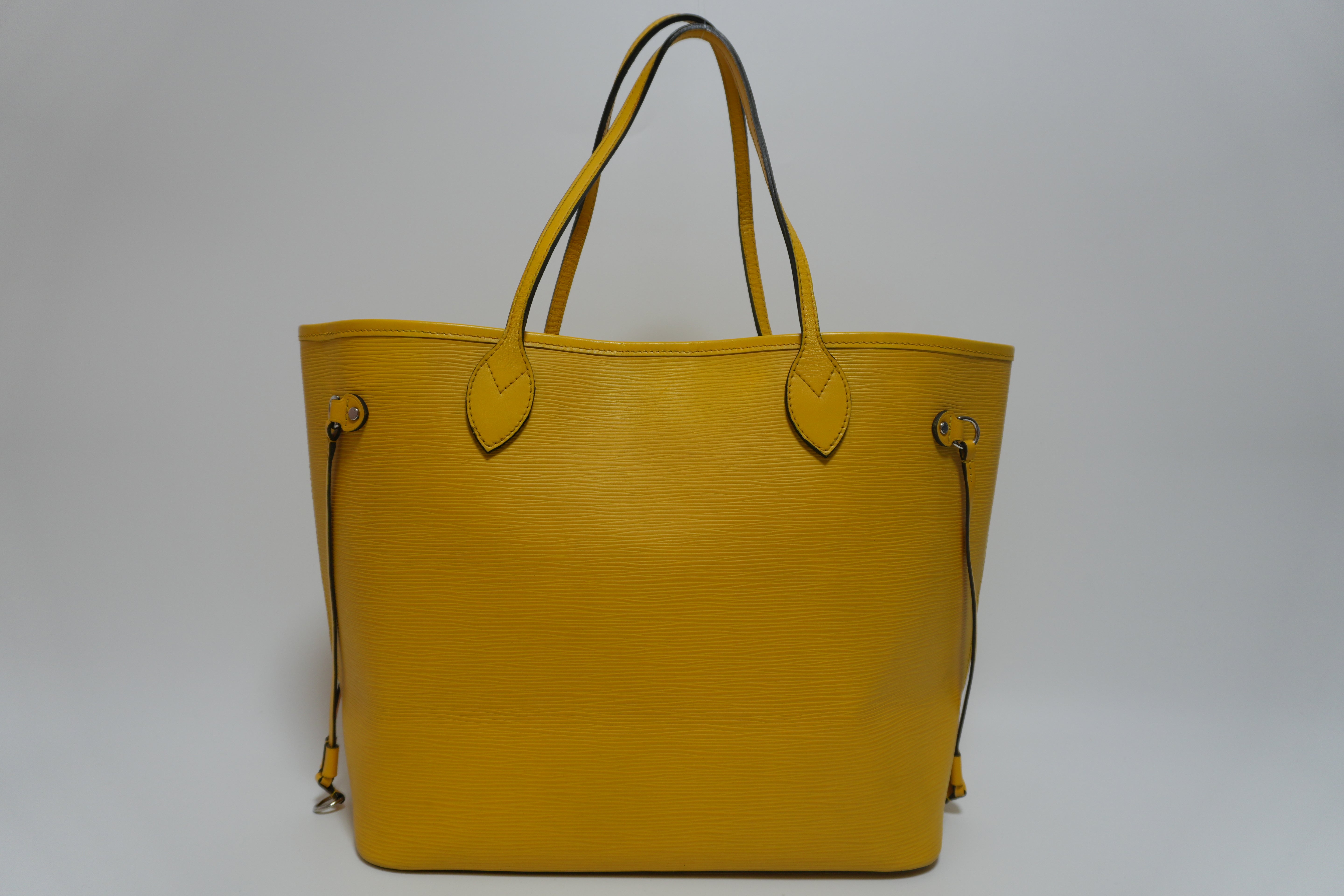 Louis Vuitton Neverfull MM Shoulder Tote Bag Yellow Used