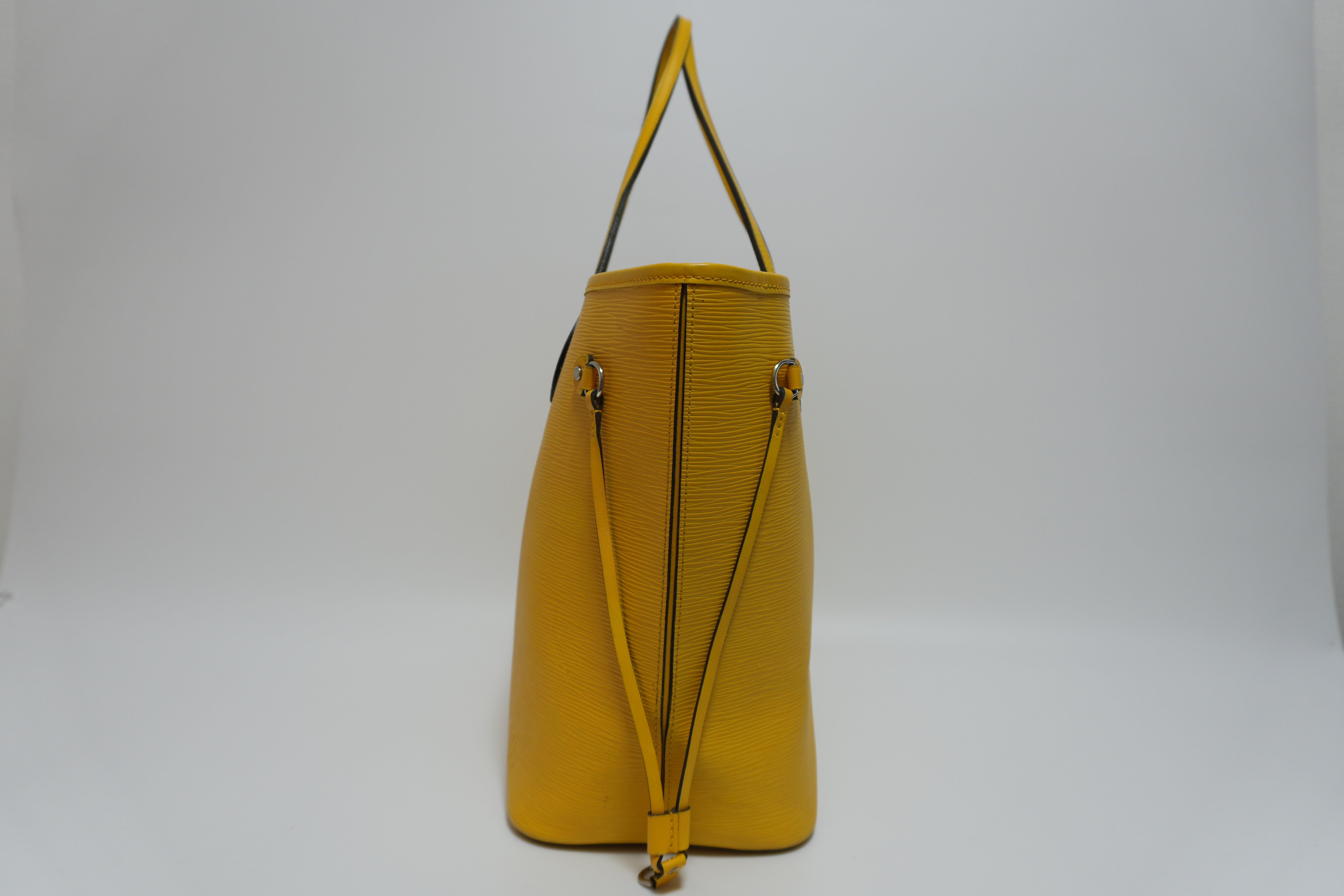 Louis Vuitton Neverfull MM Shoulder Tote Bag Yellow Used