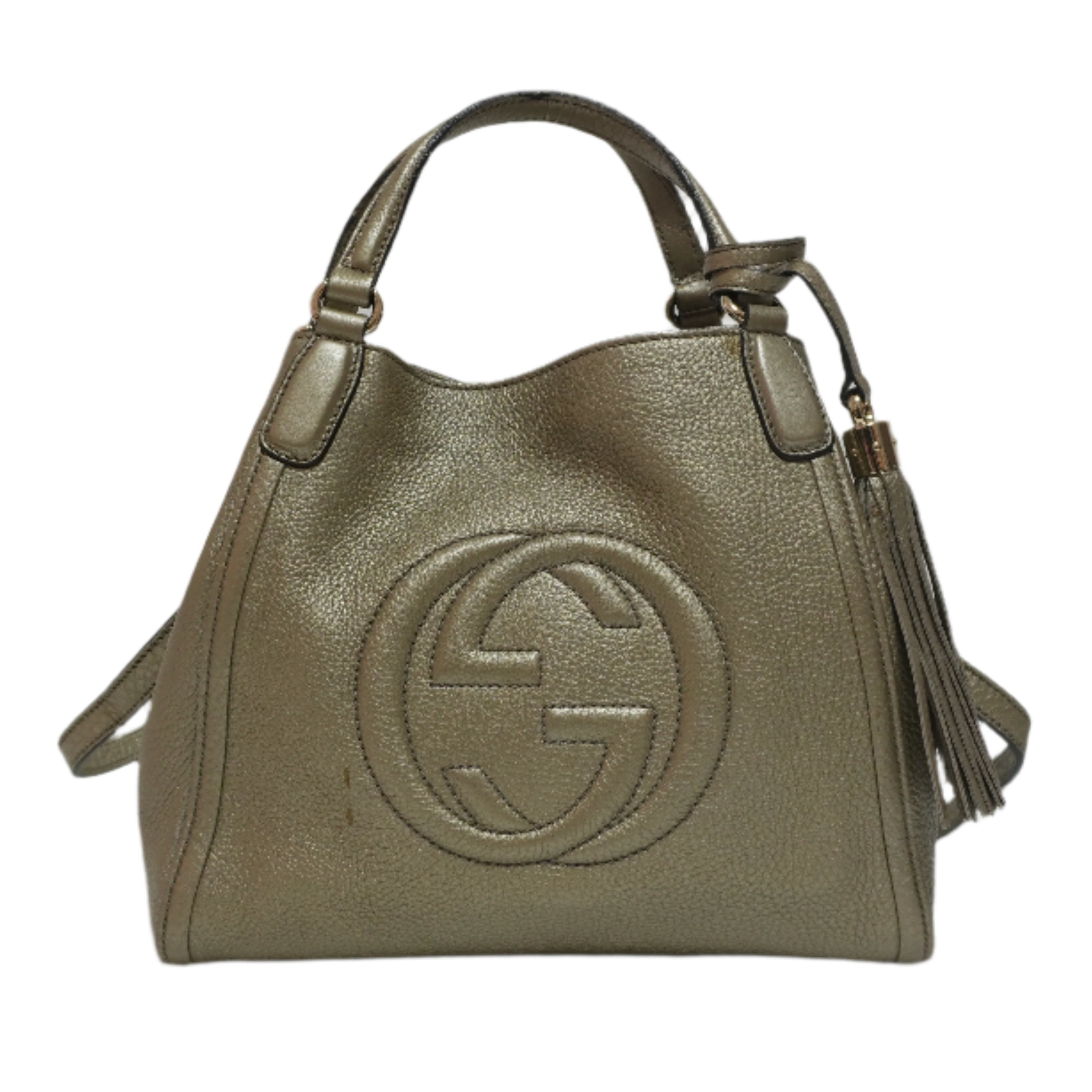 Gucci Soho Metallic Two-way Shoulder Bag Silver Used