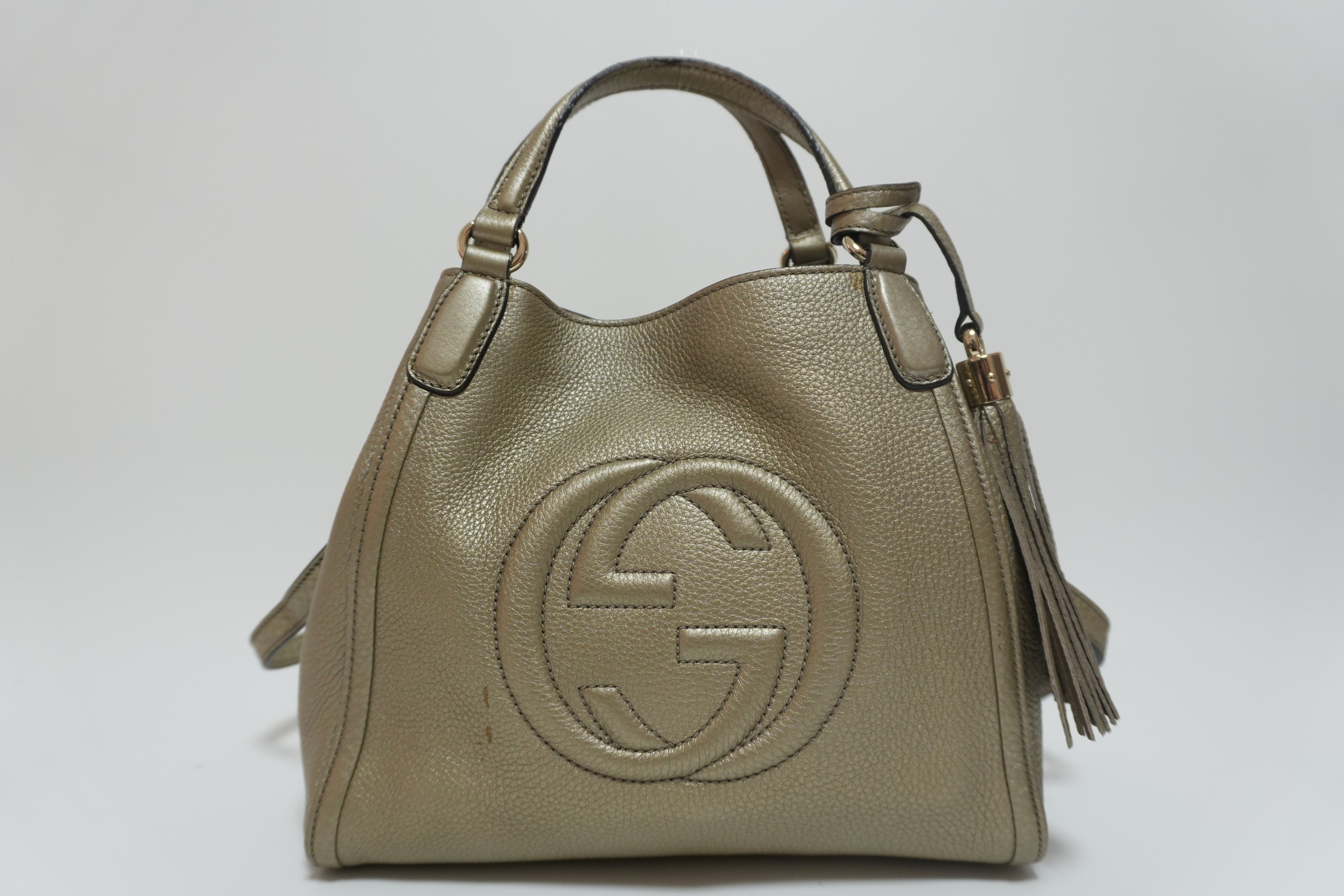 Gucci Soho Metallic Two-way Shoulder Bag Silver Used