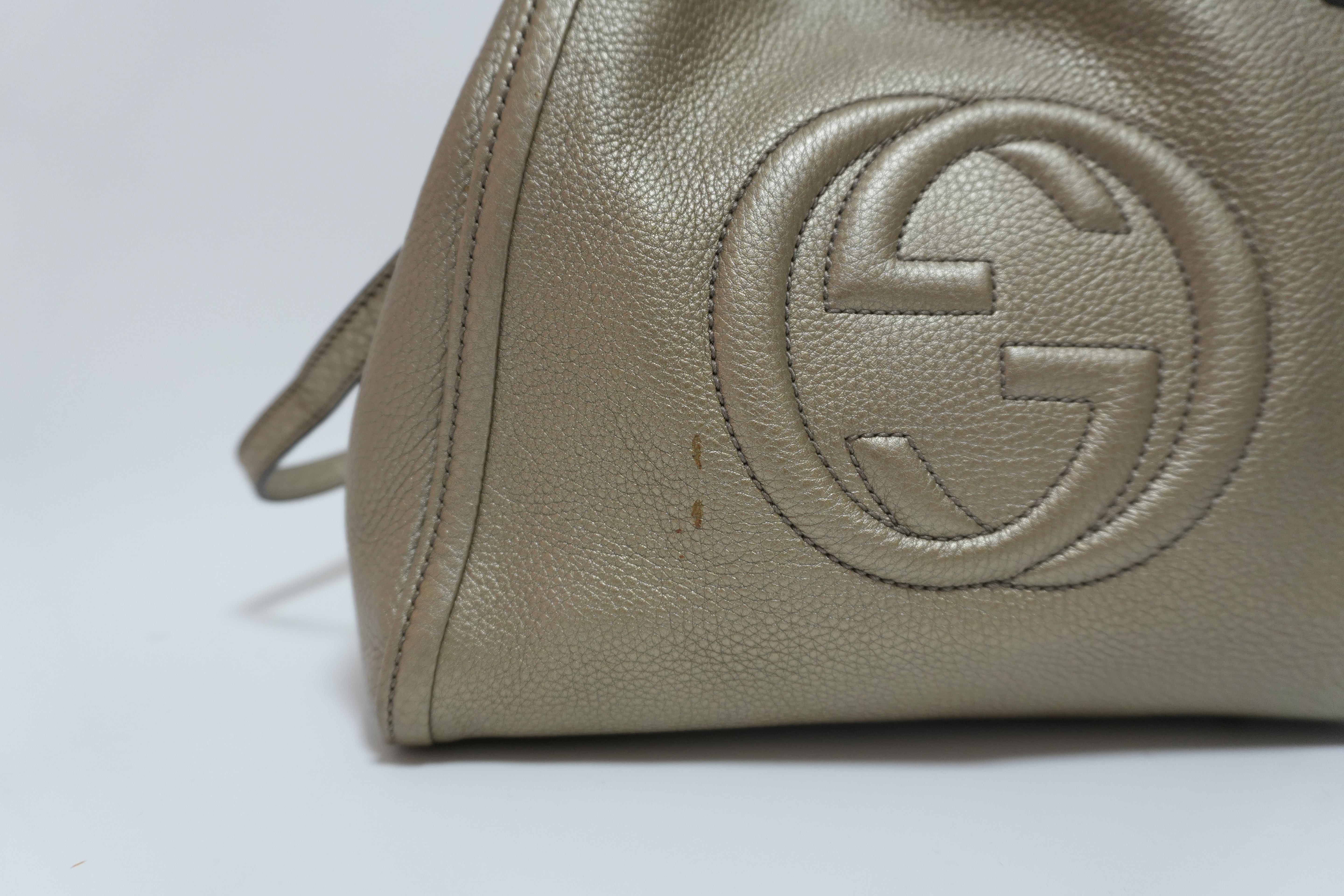 Gucci Soho Metallic Two-way Shoulder Bag Silver Used