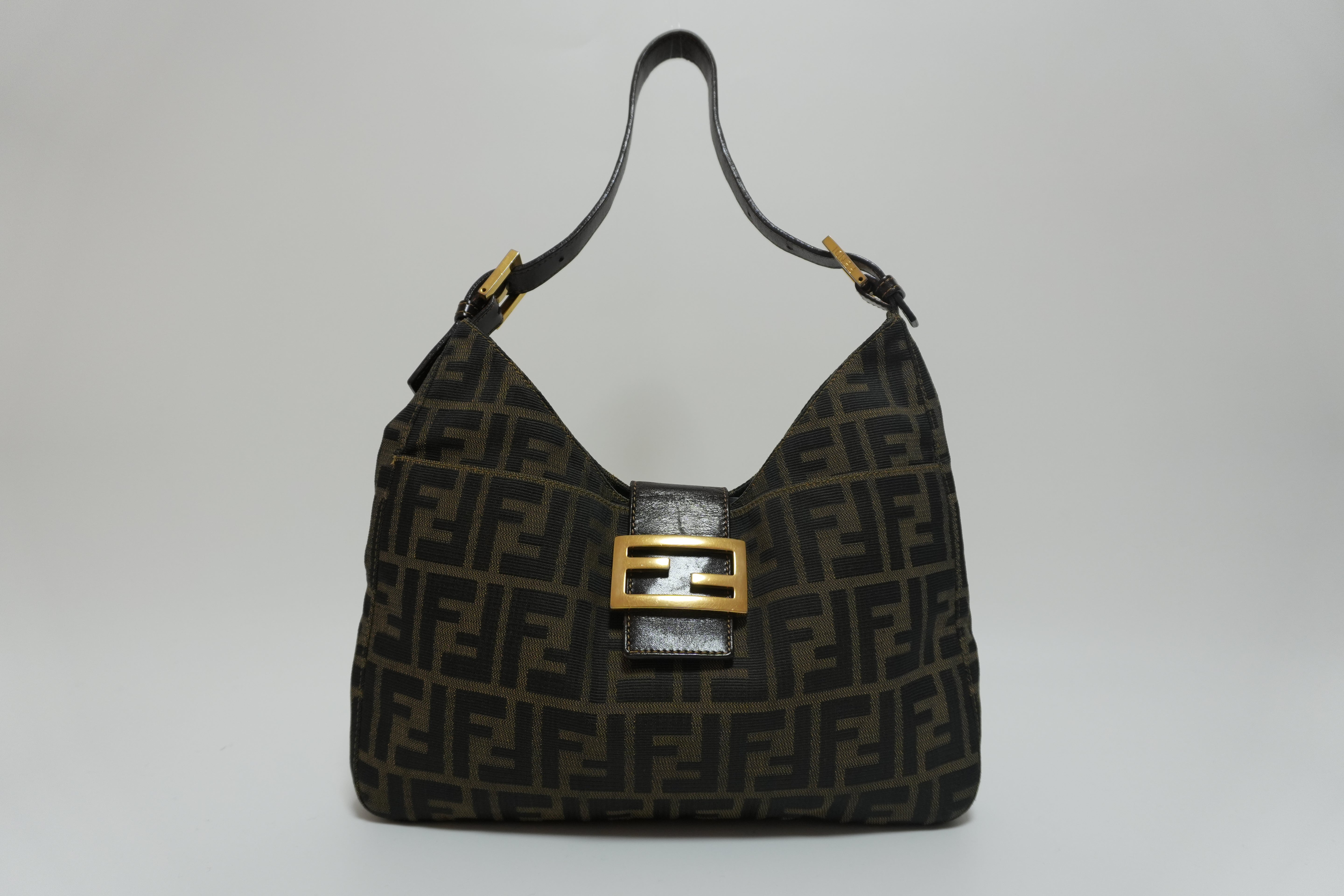 Fendi Zucca Baguette Shoulder Bag Brown Used