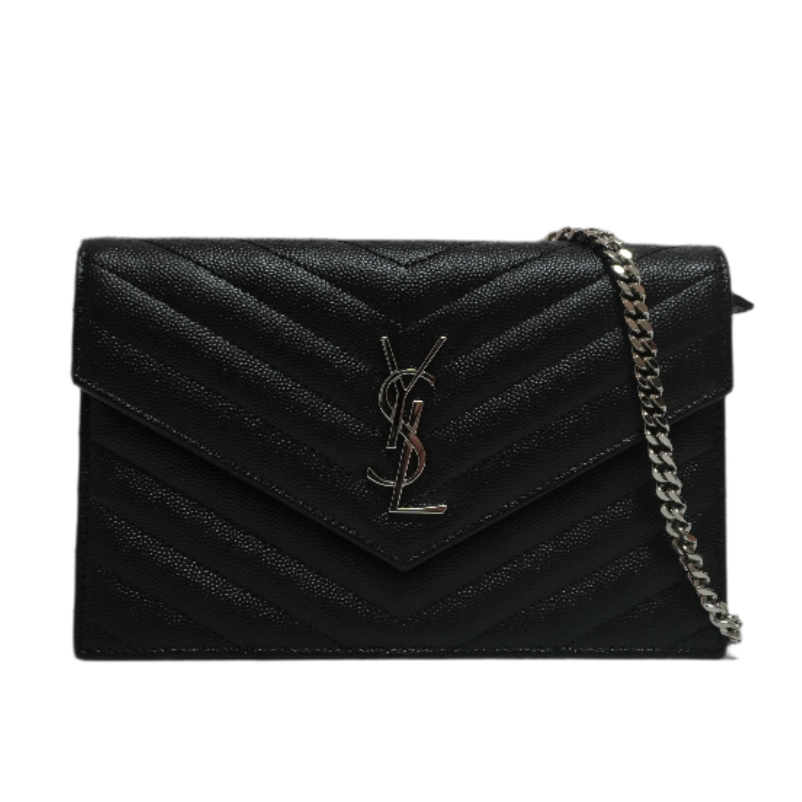 Portafoglio Yves Saint Laurent Cassandra con catena nero usato