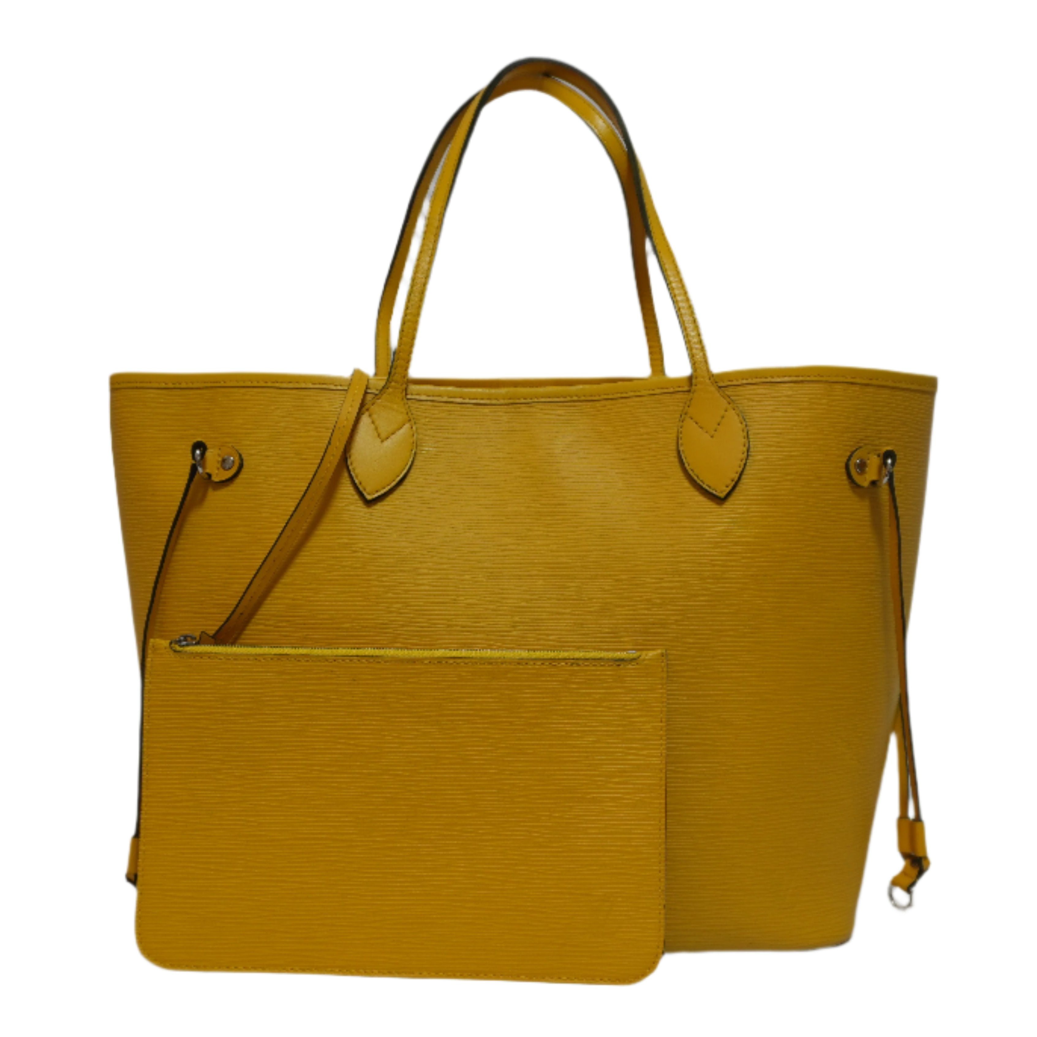 Louis Vuitton Neverfull MM Shoulder Tote Bag Yellow Used