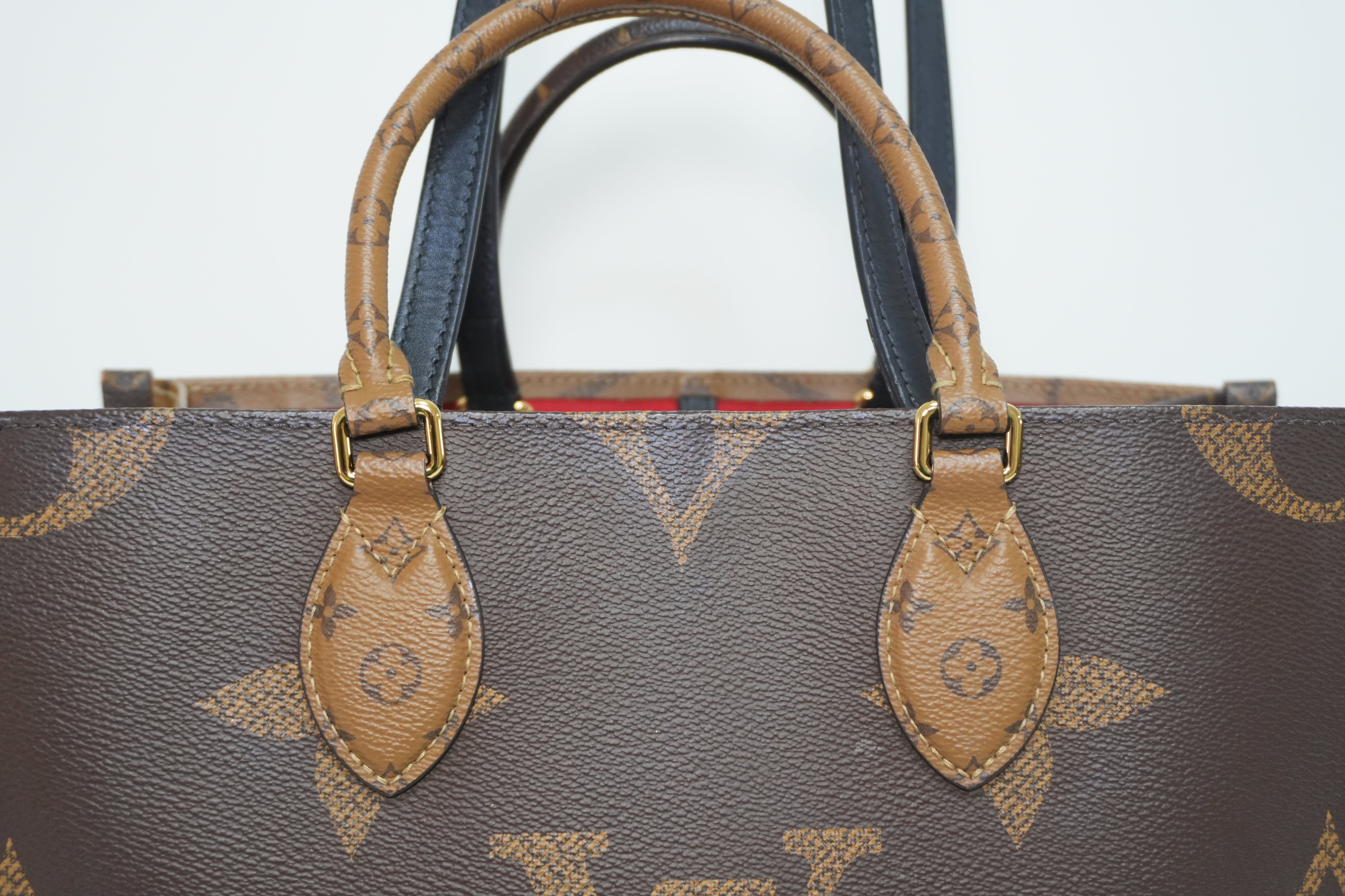 Louis Vuitton Canvas Reverse Giant On the Go MM Tote Bag Brown Used