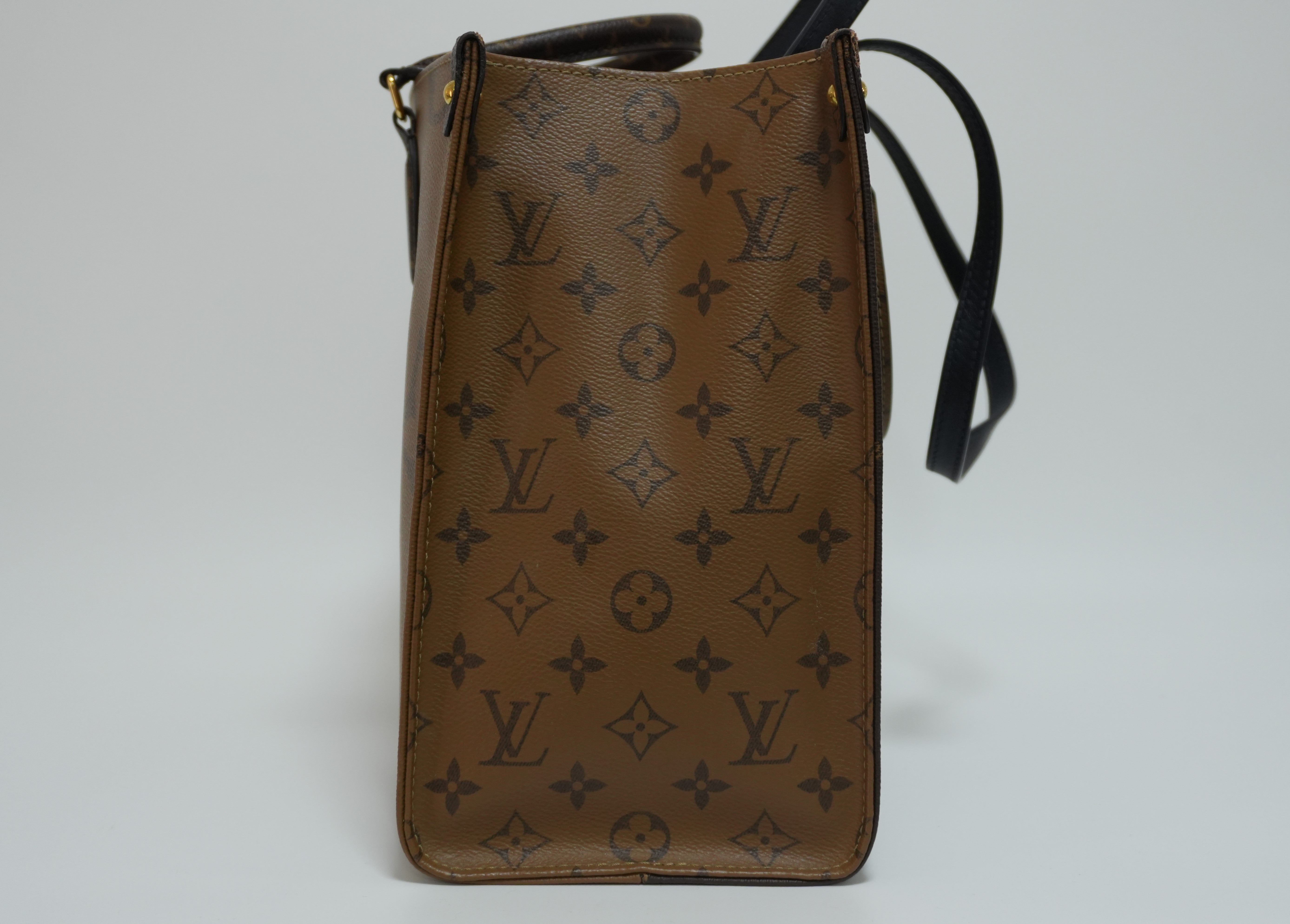 Louis Vuitton Canvas Reverse Giant On the Go MM Tote Bag Brown Used